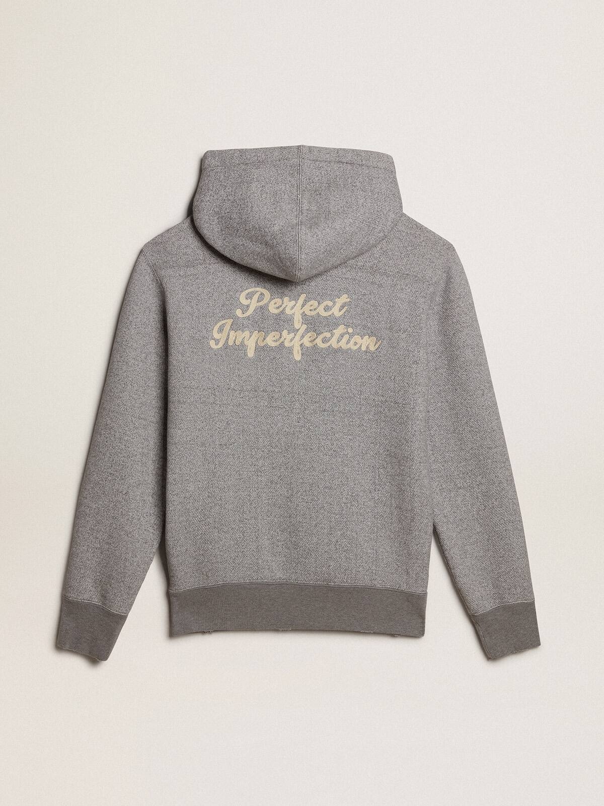 Gray melange cotton sweatshirt with hood - 6
