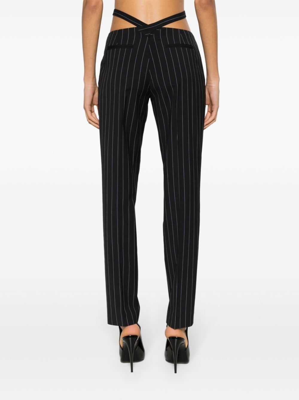 cut-out pinstriped tailored trousers - 4