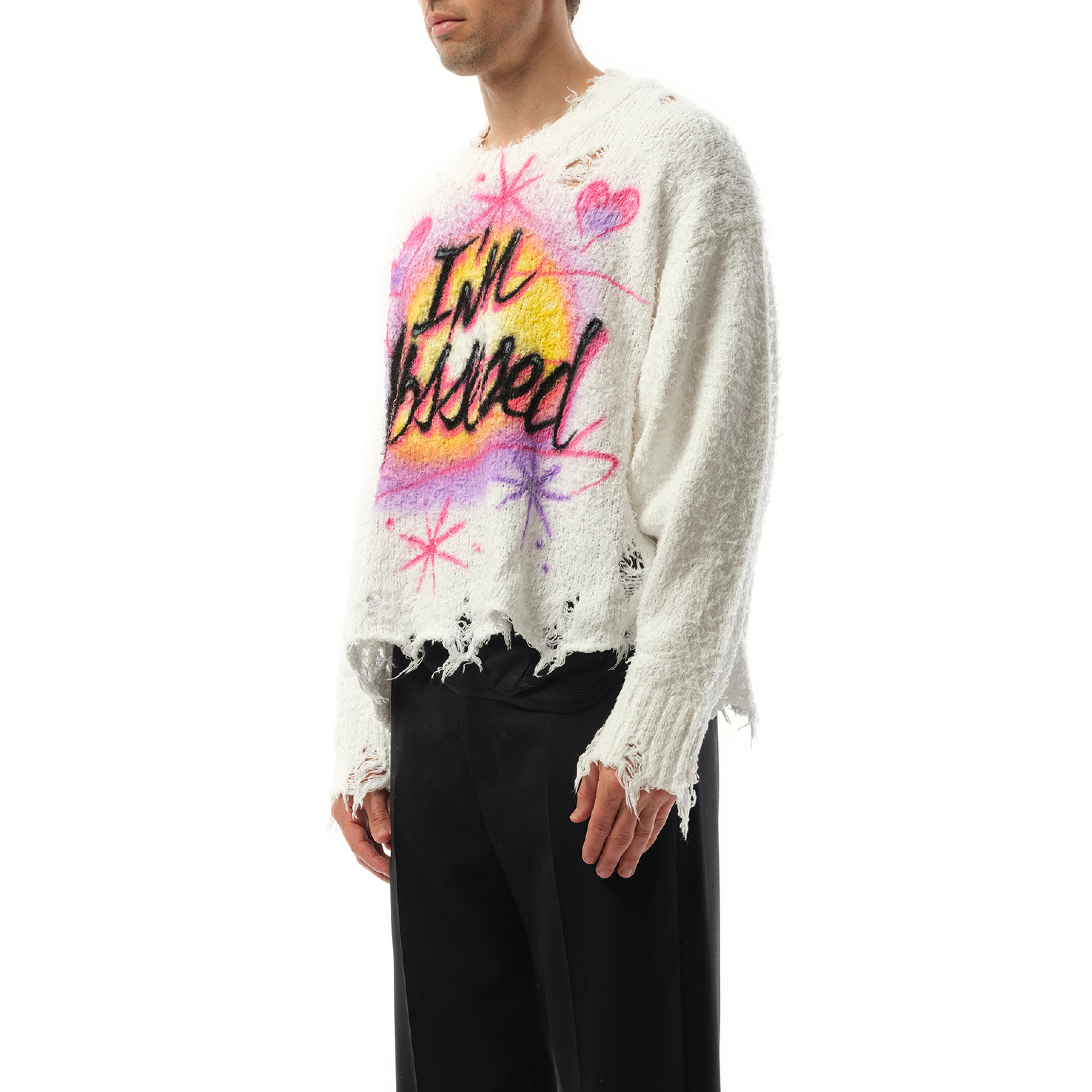 Airbrush Recycled Cotton Sweater in Ivory - 5