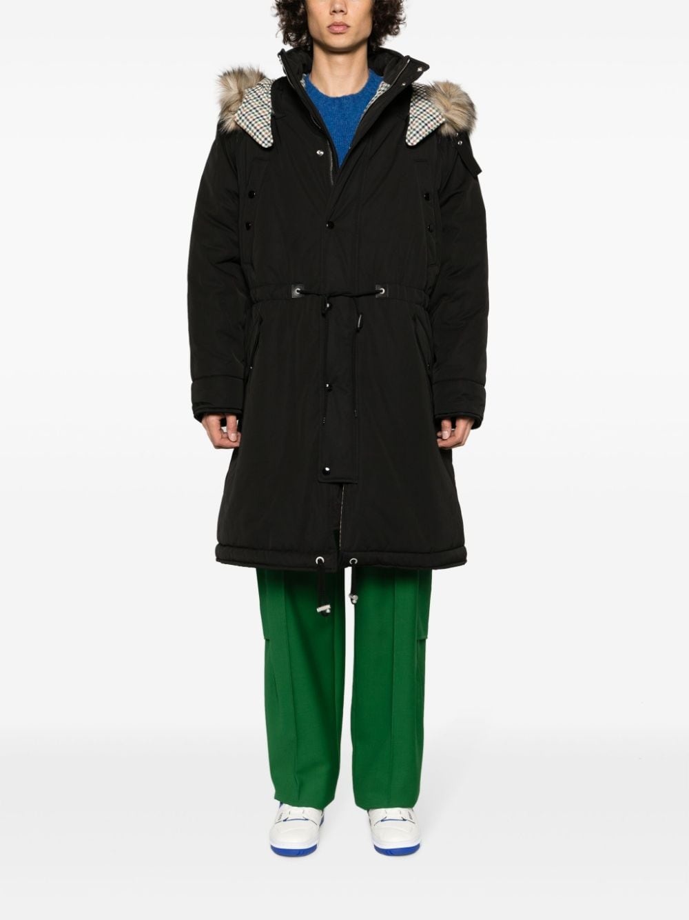 faux-fur-detailed hooded coat - 2