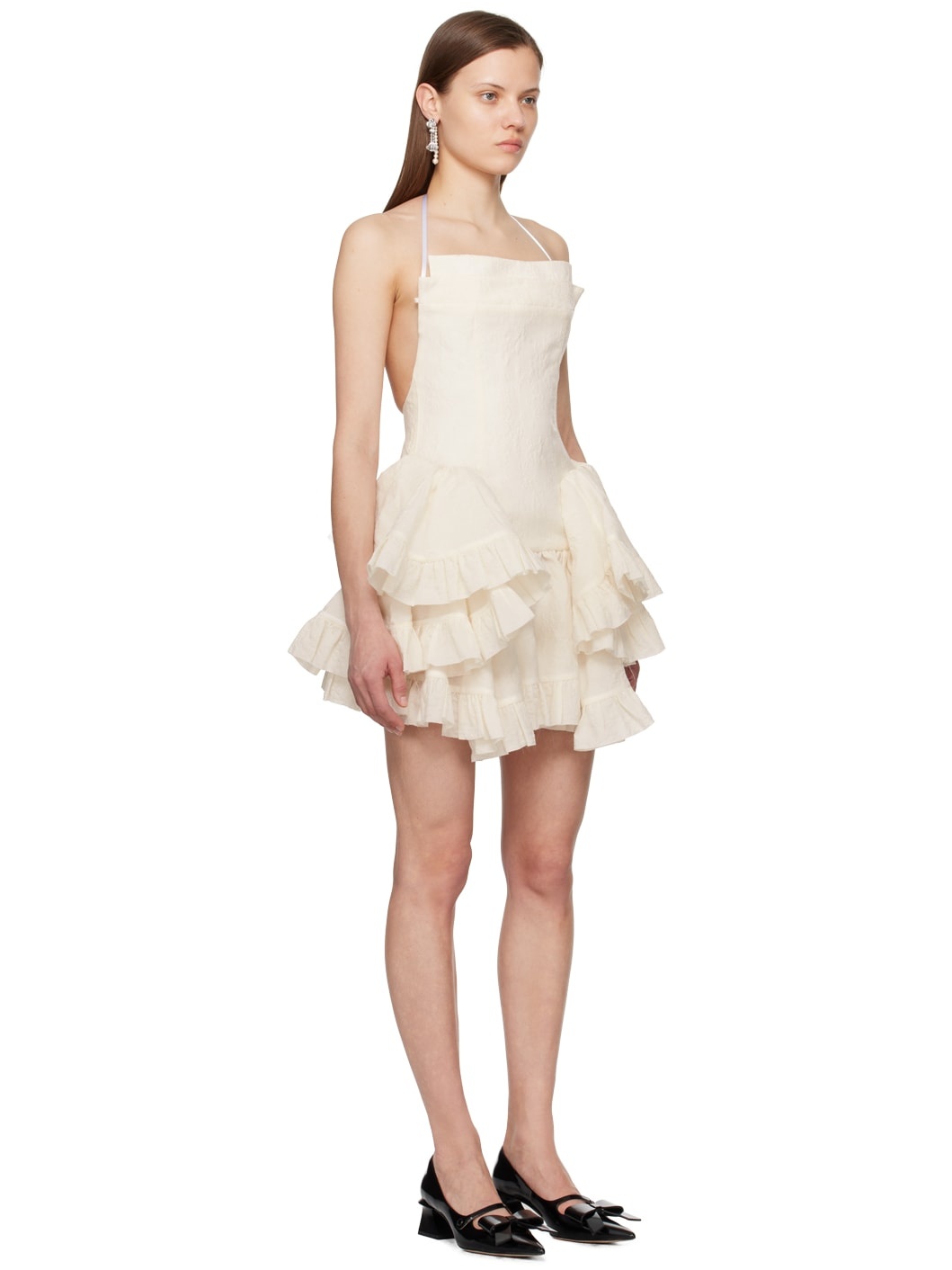 White Ruffled Minidress - 2