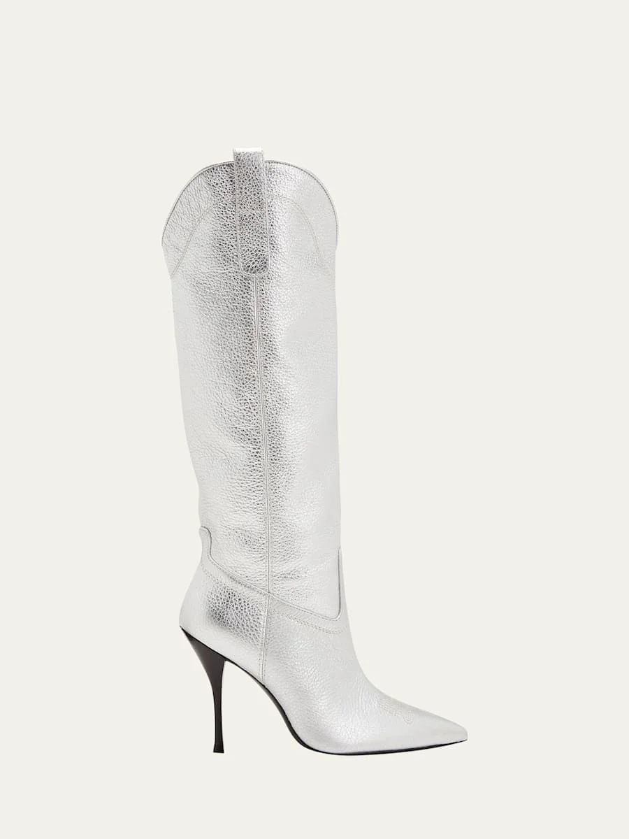 Outwest Metallic Calfskin Stiletto Western Boots - 1