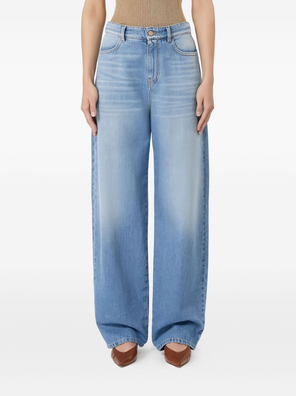 leather-patch jeans - 3