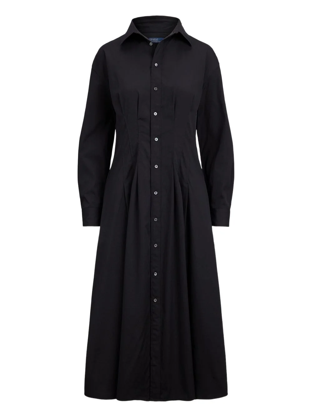 collared pleated shirt midi dress - 1