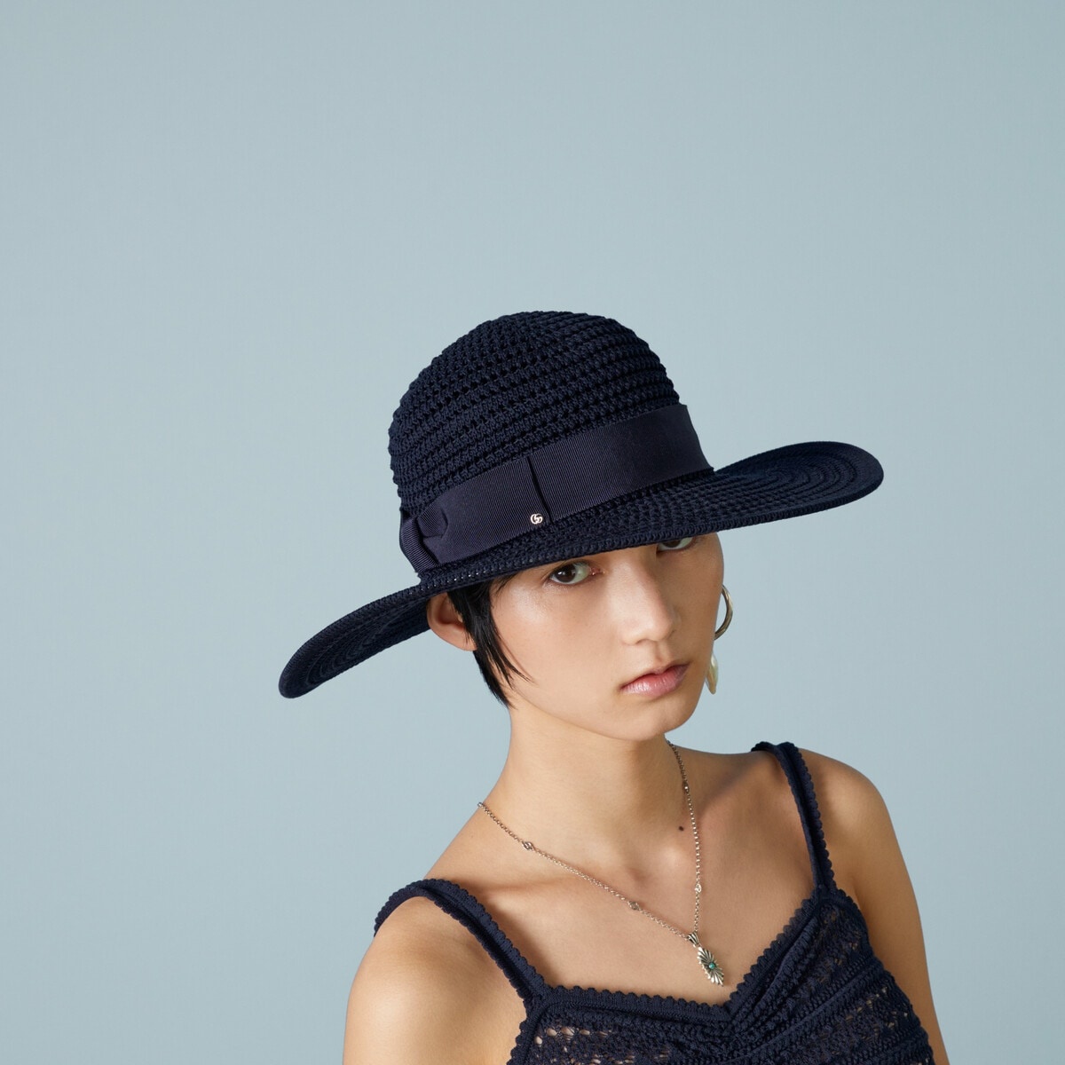 Crochet cotton wide-brimmed hat - 3