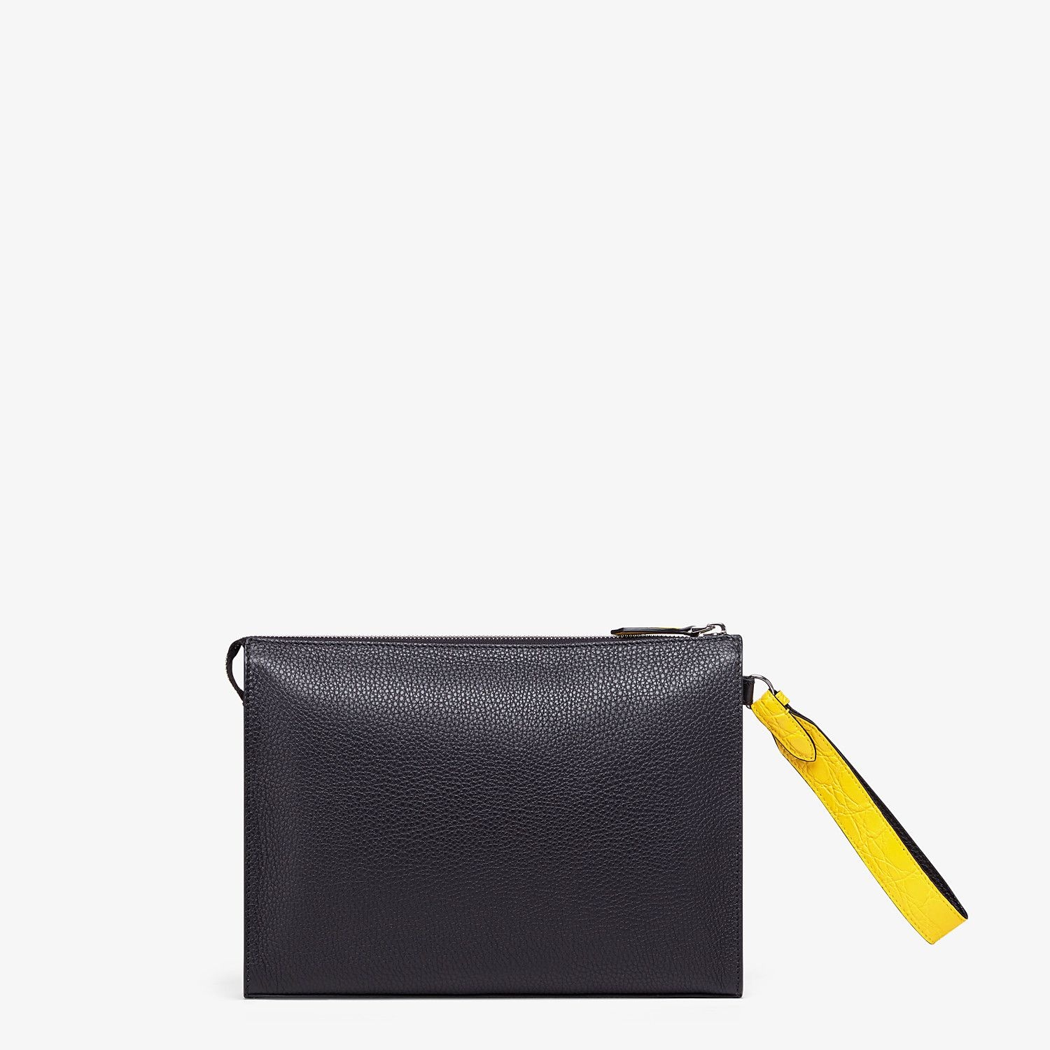 Black and yellow leather pouch - 3