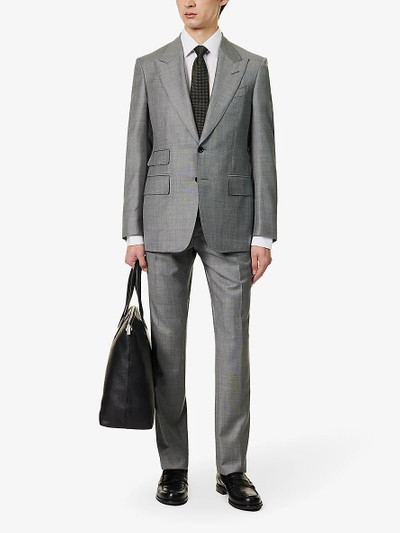TOM FORD Shelton-fit single-breasted sharkskin wool suit outlook