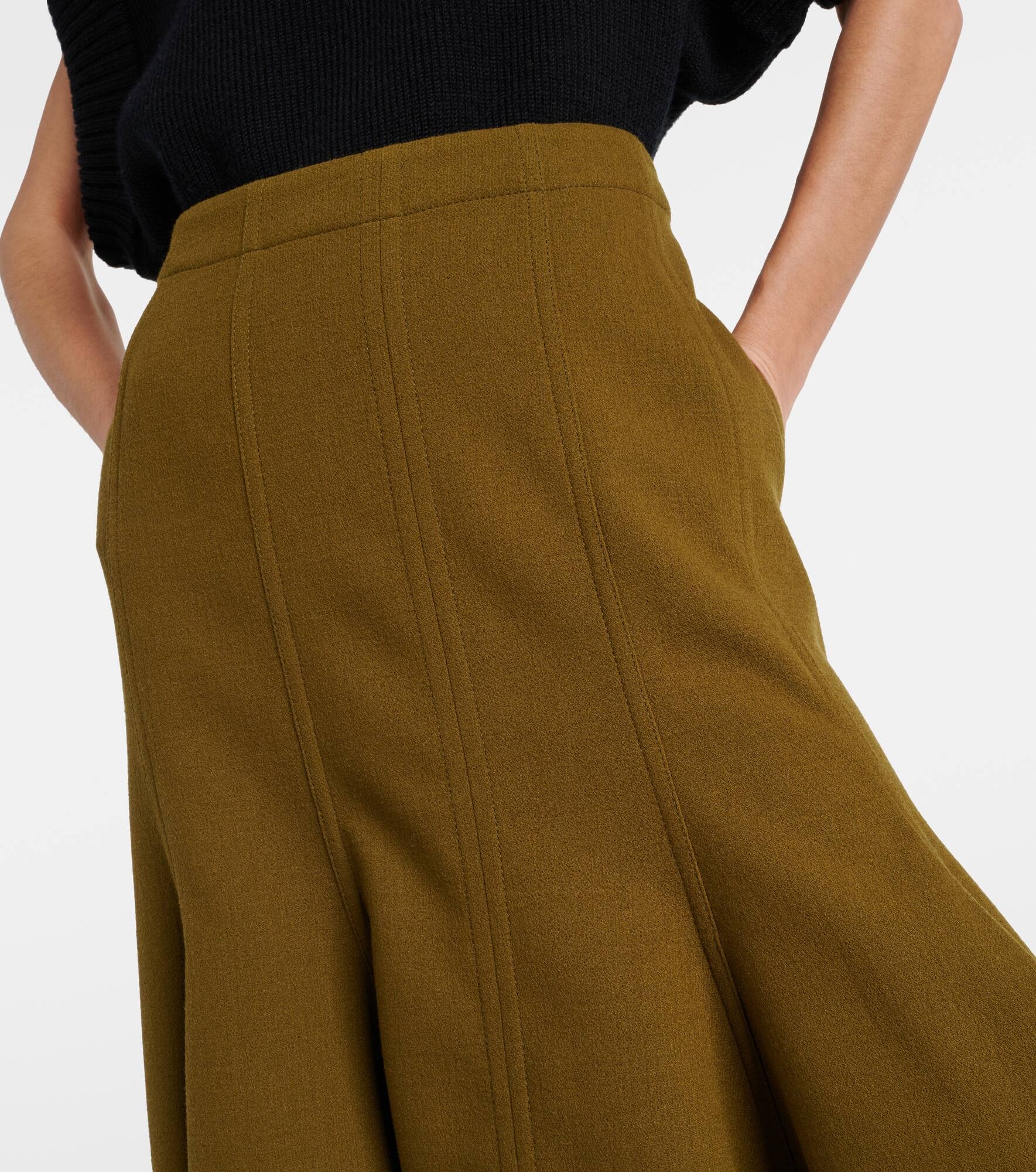Wool crêpe midi skirt - 4