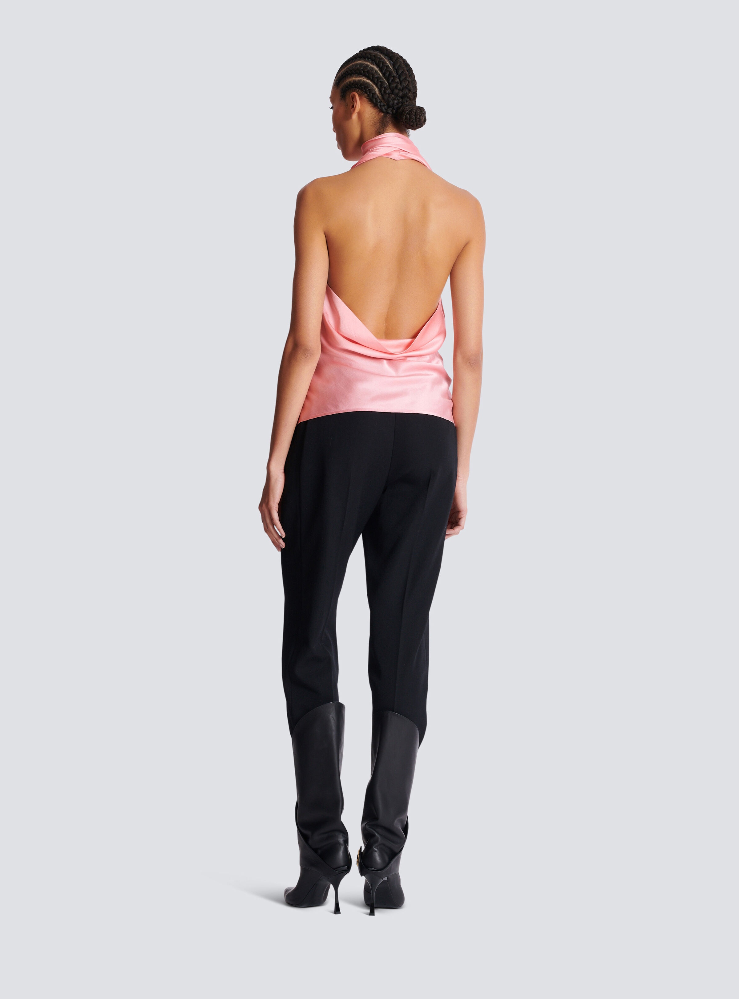 Backless fringed satin top - 4