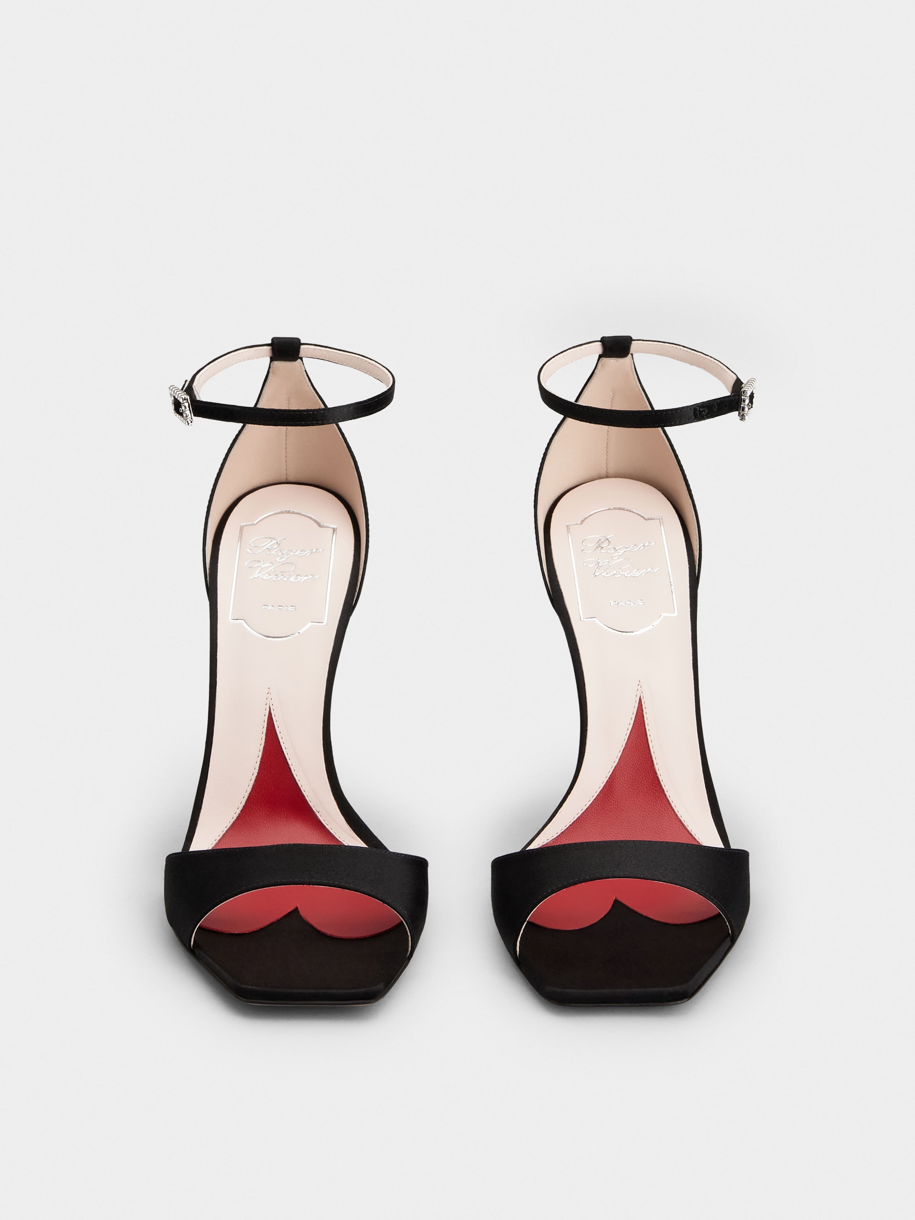 Jewel Heel Sandals in satin - 7