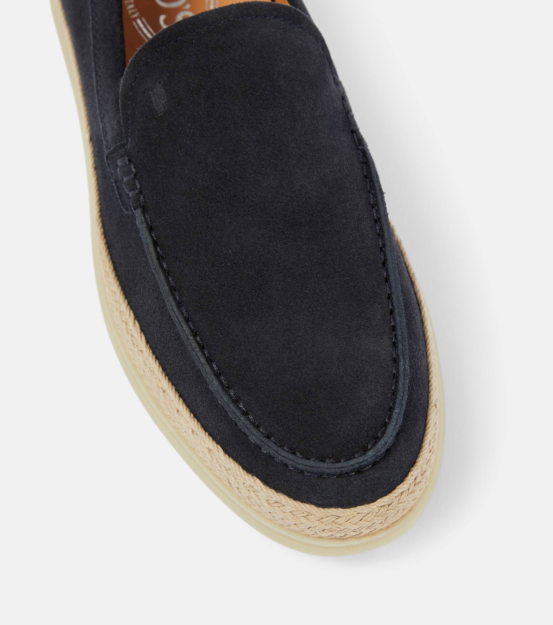 Raffia-trimmed suede loafers - 6