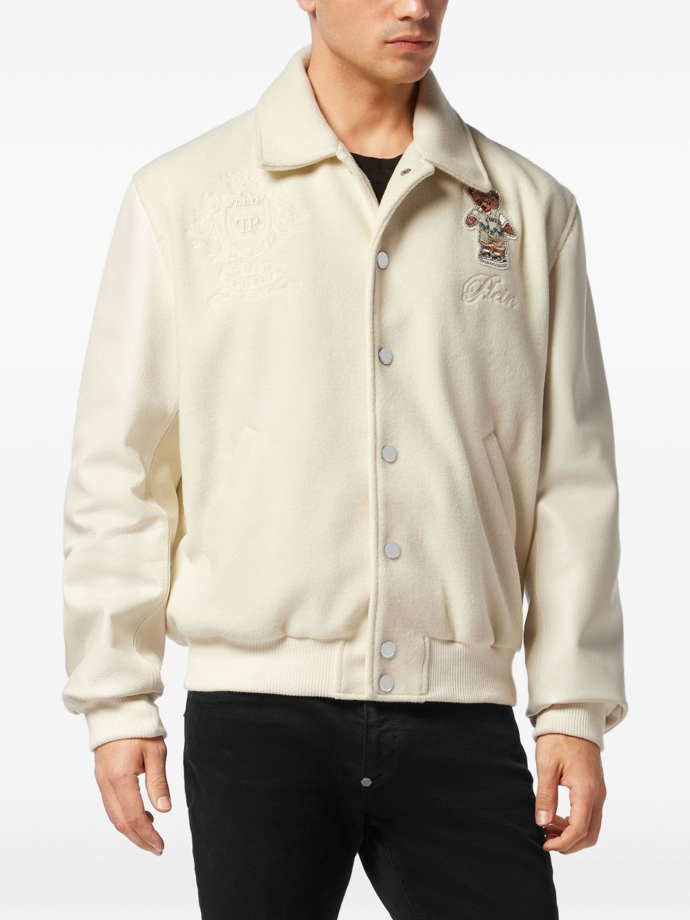 bear-embroidered jacket - 2