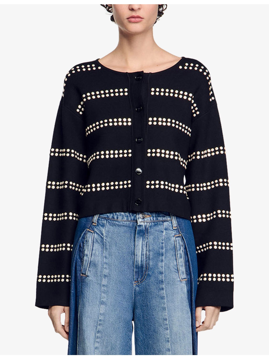 Stud-embellished knitted cardigan - 3