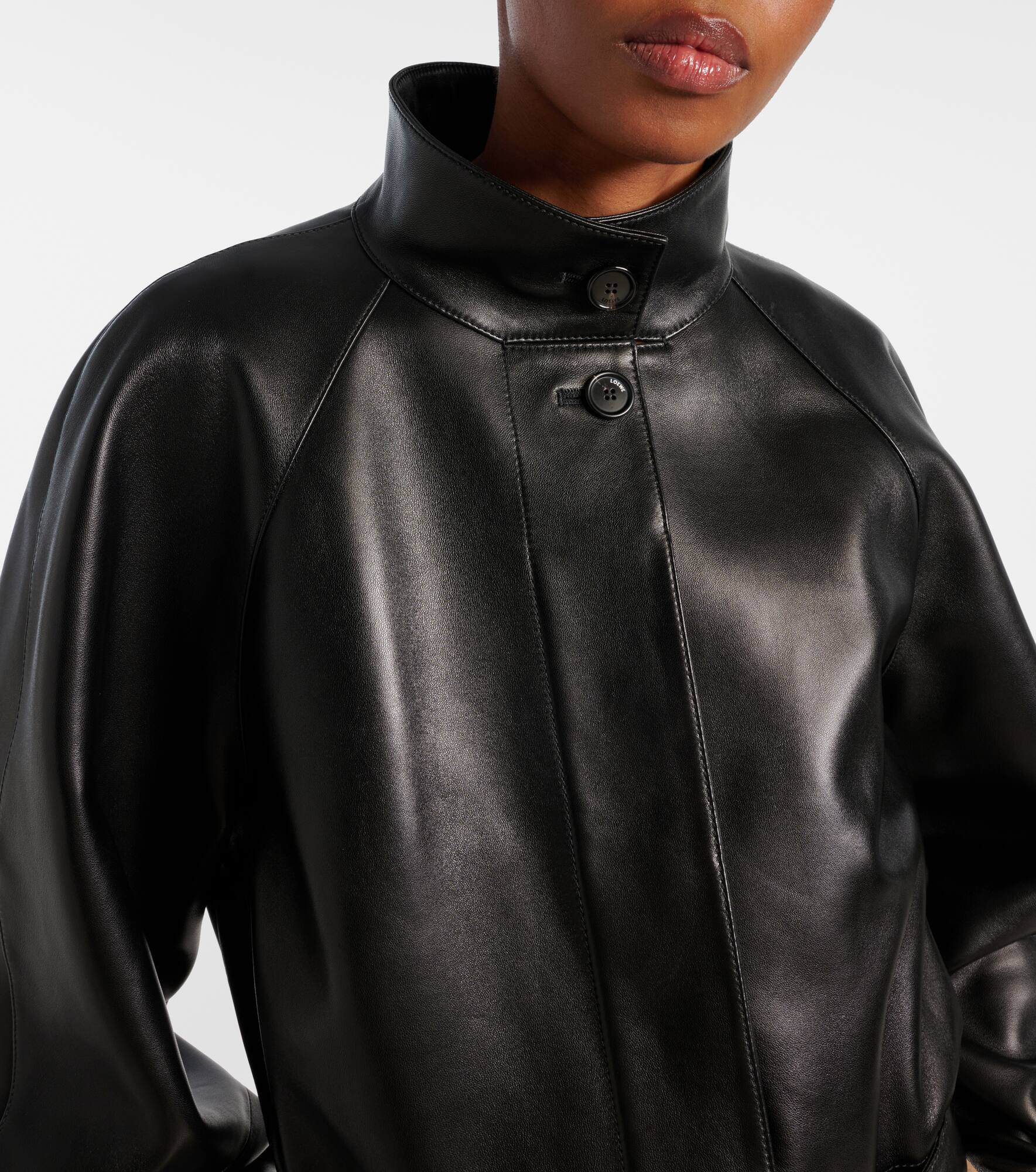 Cropped leather jacket - 4