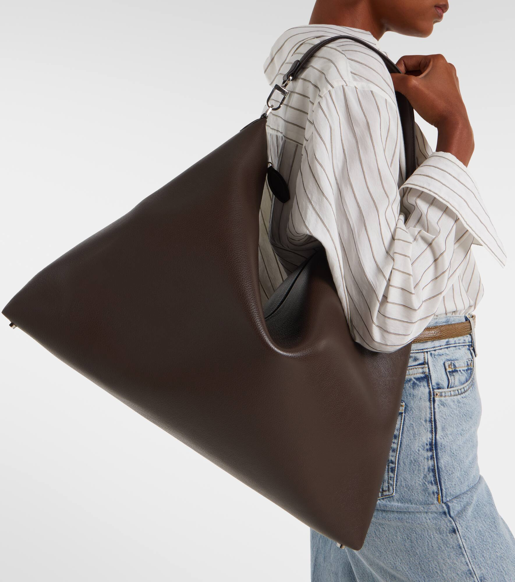 Bevel leather tote bag - 2
