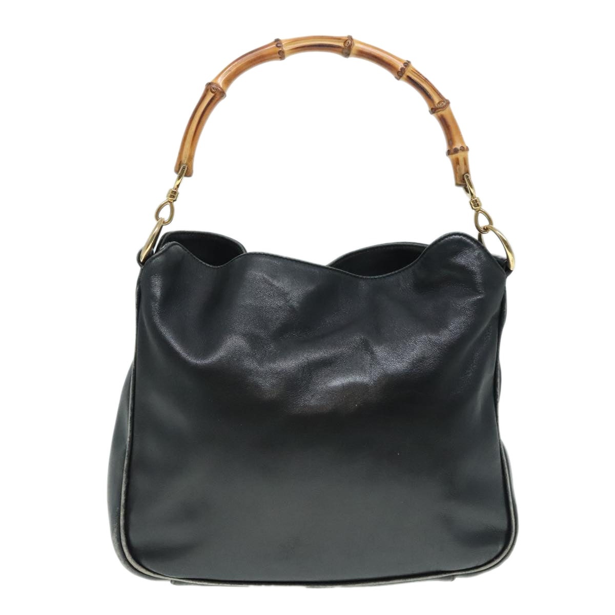 GUCCI Bamboo Hand Bag Leather Black Gold 001 1638 001 1638 - 2