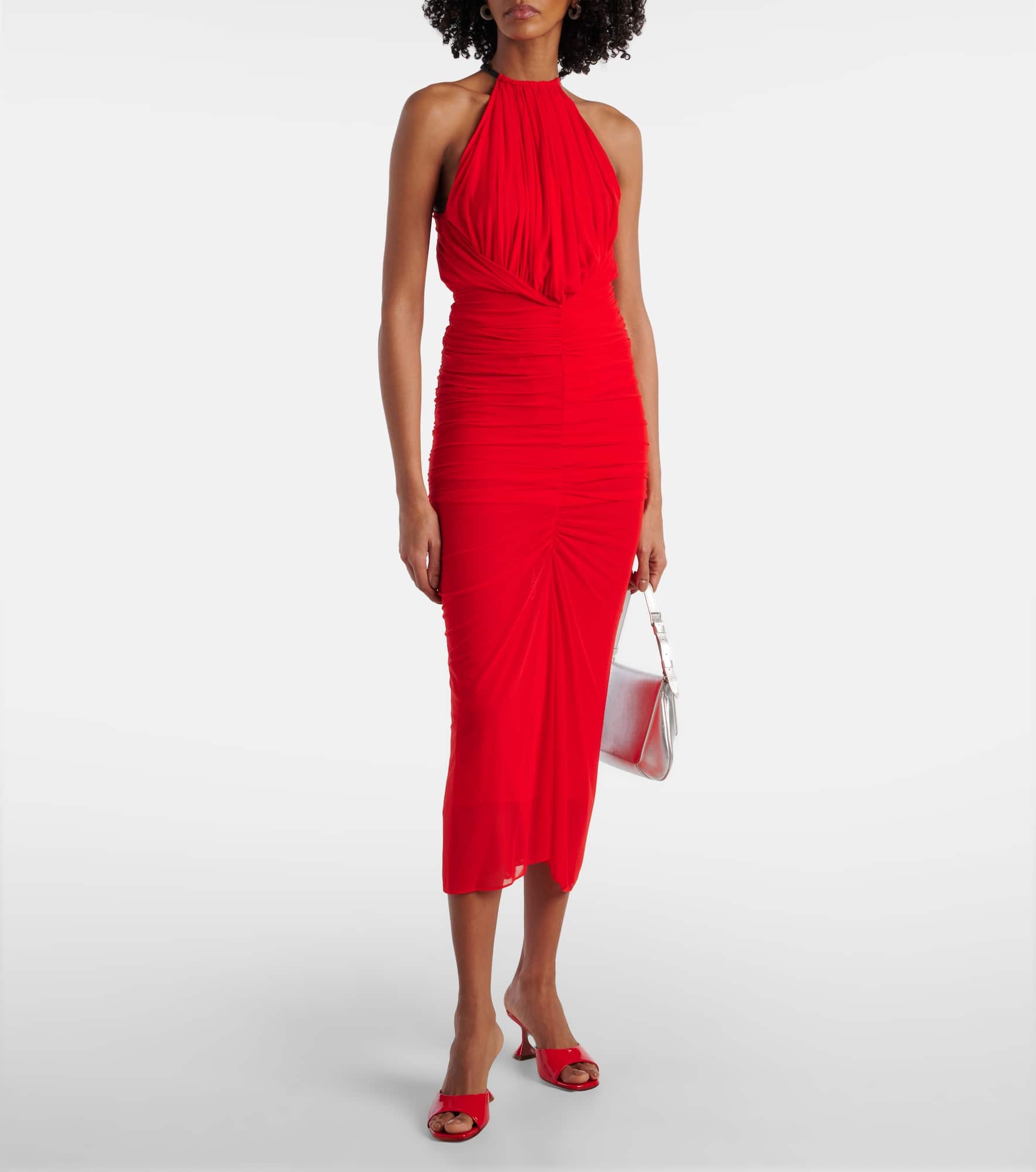 Ruched halterneck midi dress - 2