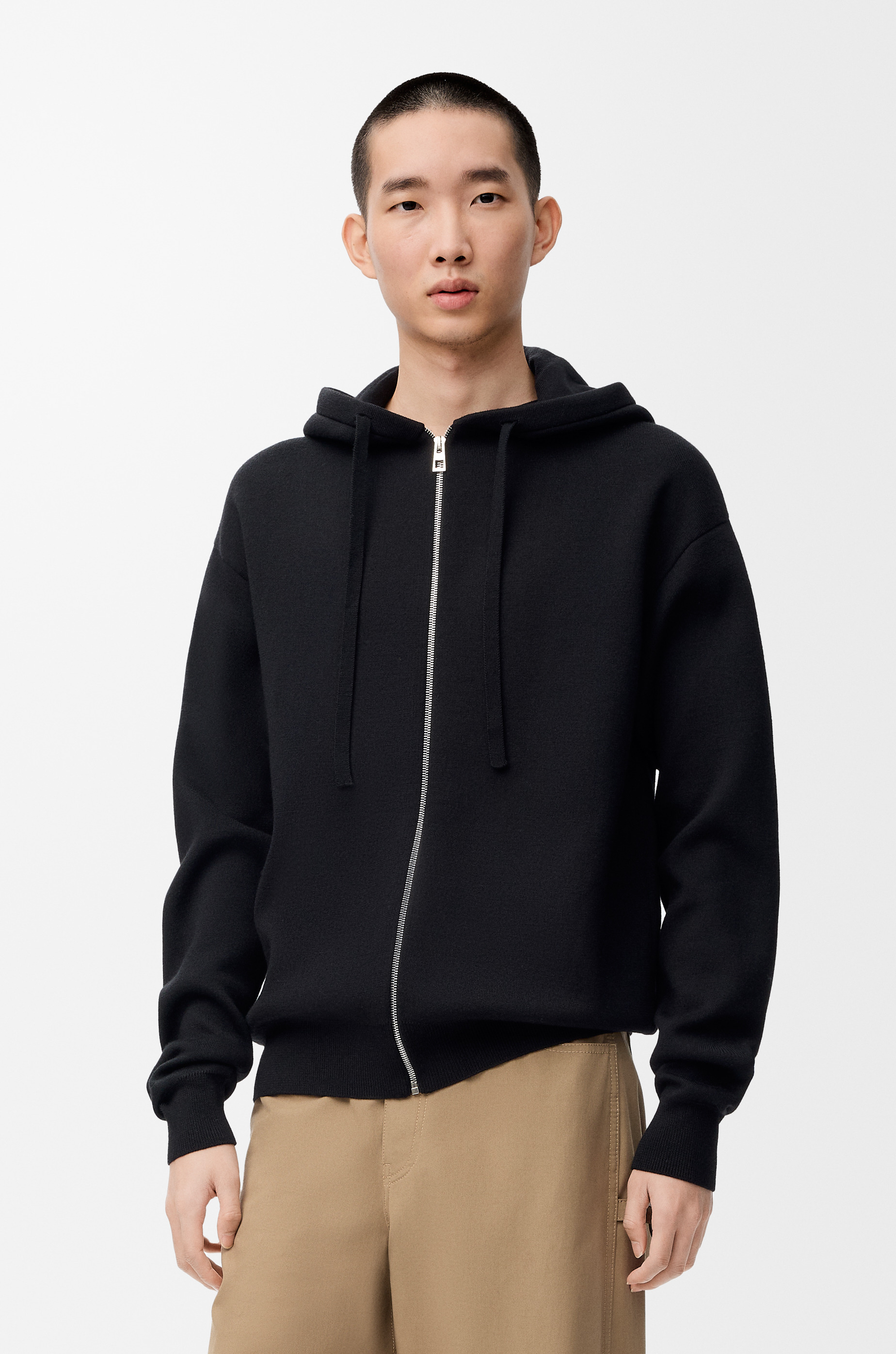 Anagram zip-up hoodie in wool - 3