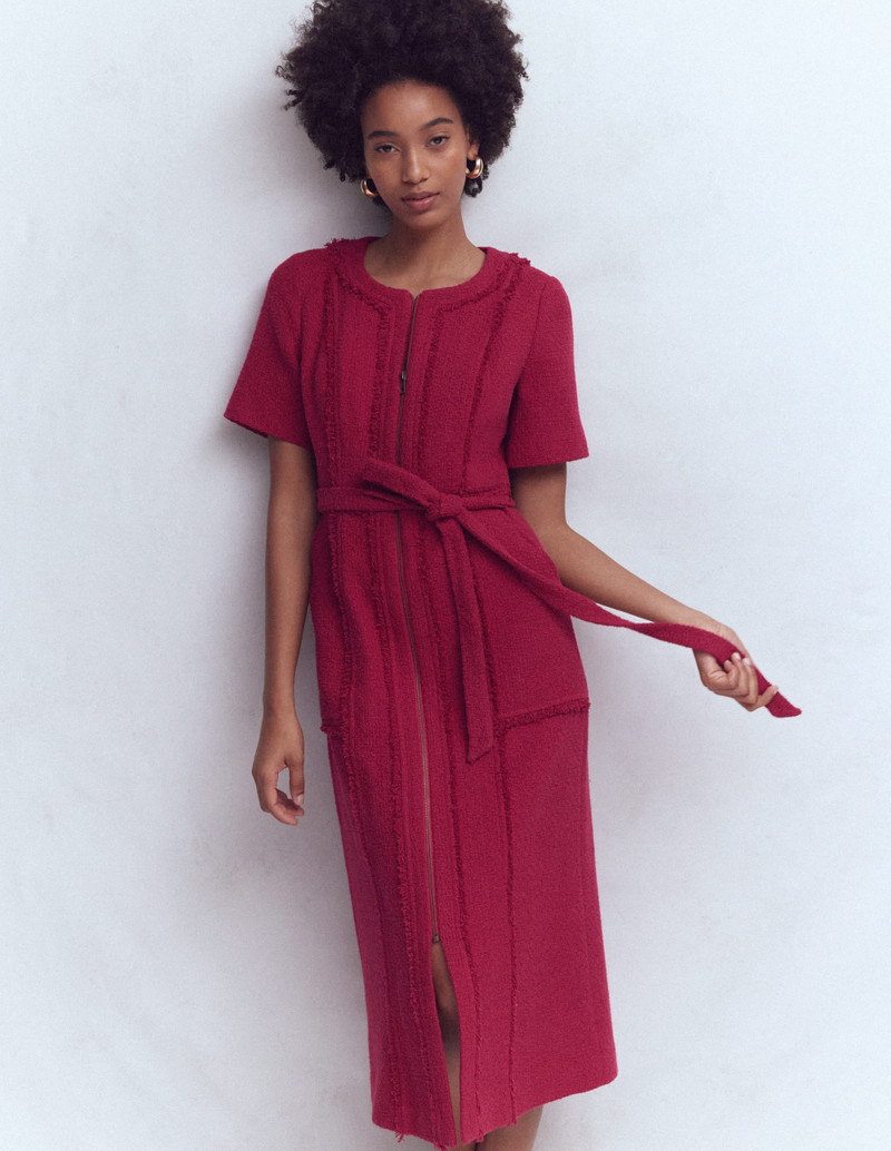 Ruth Zip Texture Dress-Berry 5