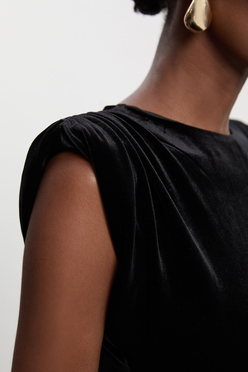 KAREN MILLEN Stretch Velvet Strong Shoulder Jumpsuit outlook