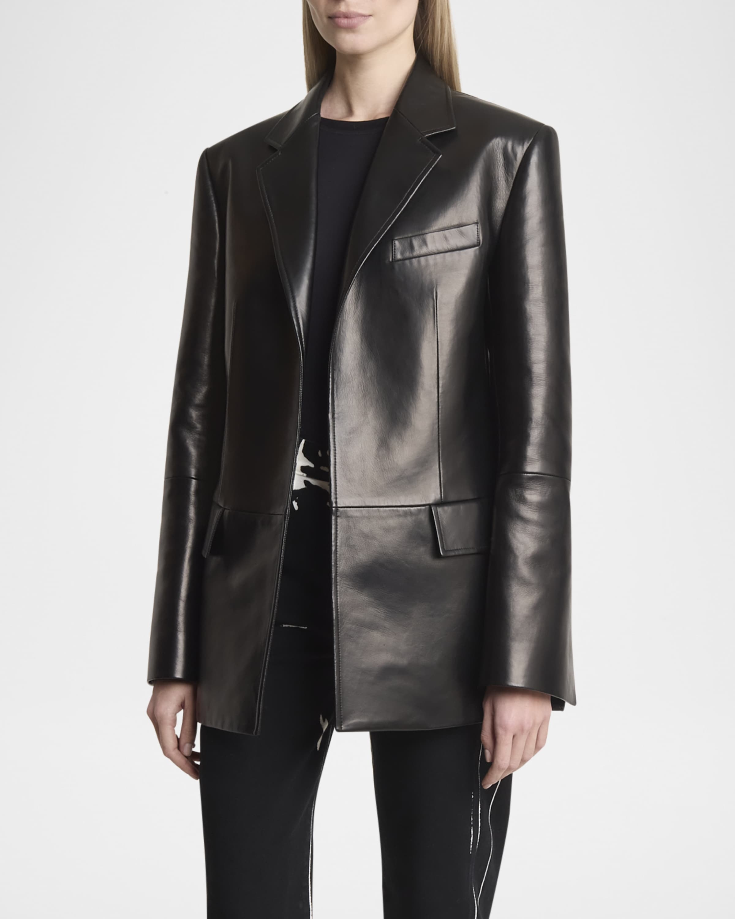 Hayes Open-Front Lambskin Leather Jacket - 2