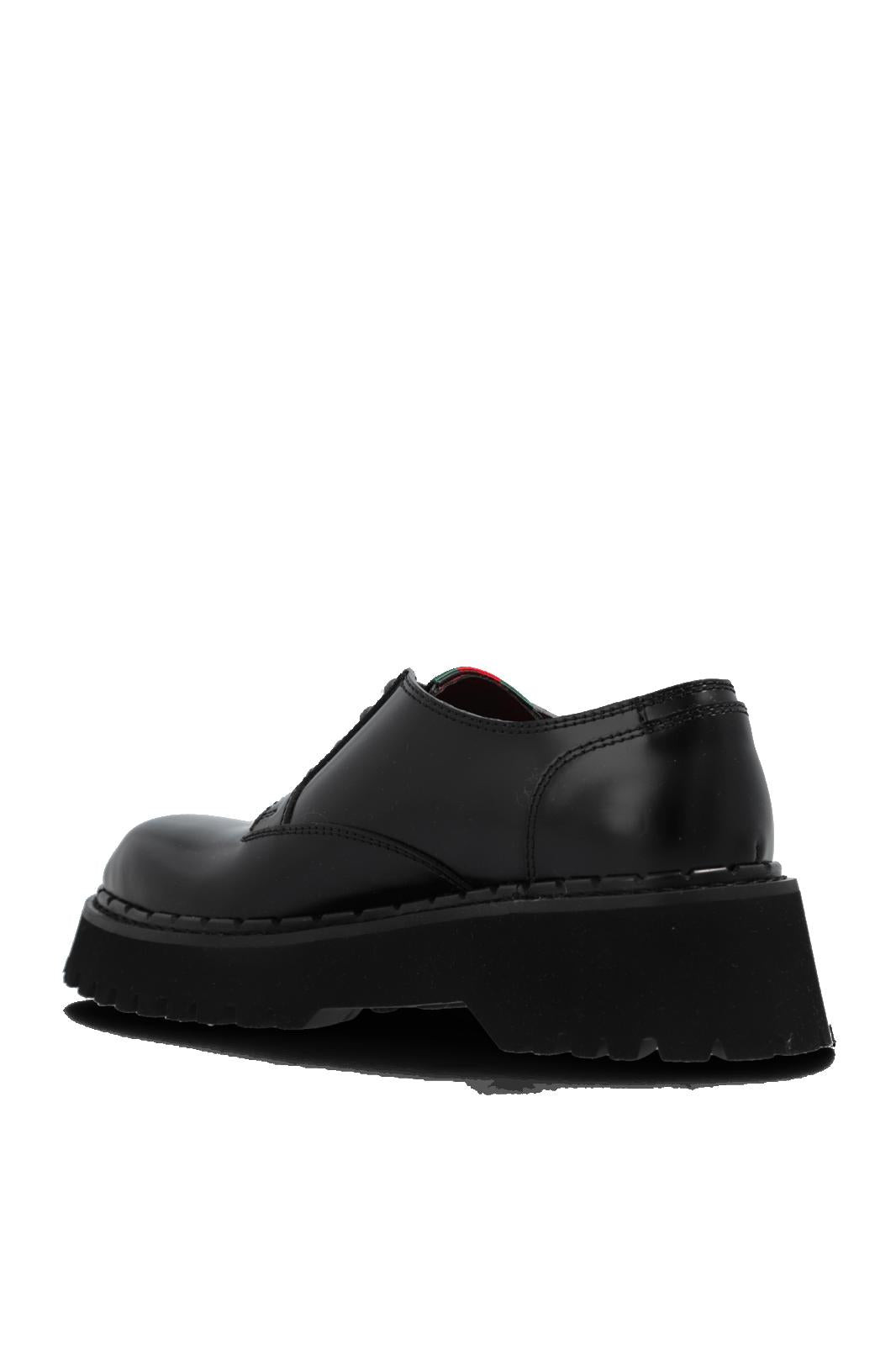 Gucci Web Lace Up Leather Shoes - 4
