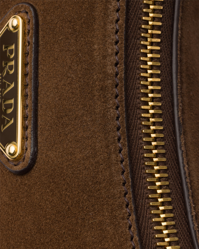 Prada Arqué mini suede shoulder bag 5