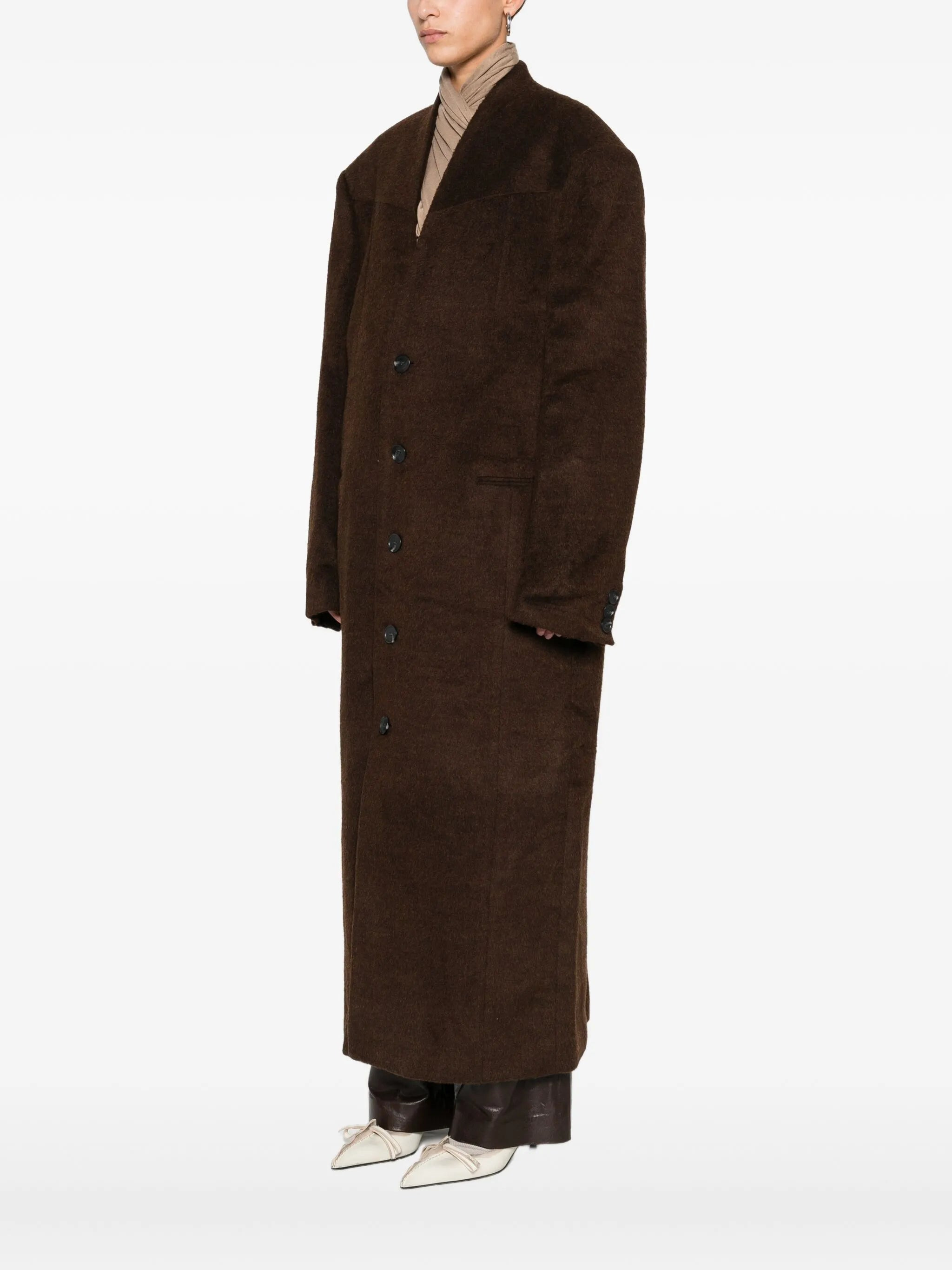 Mute button-front overcoat - 3