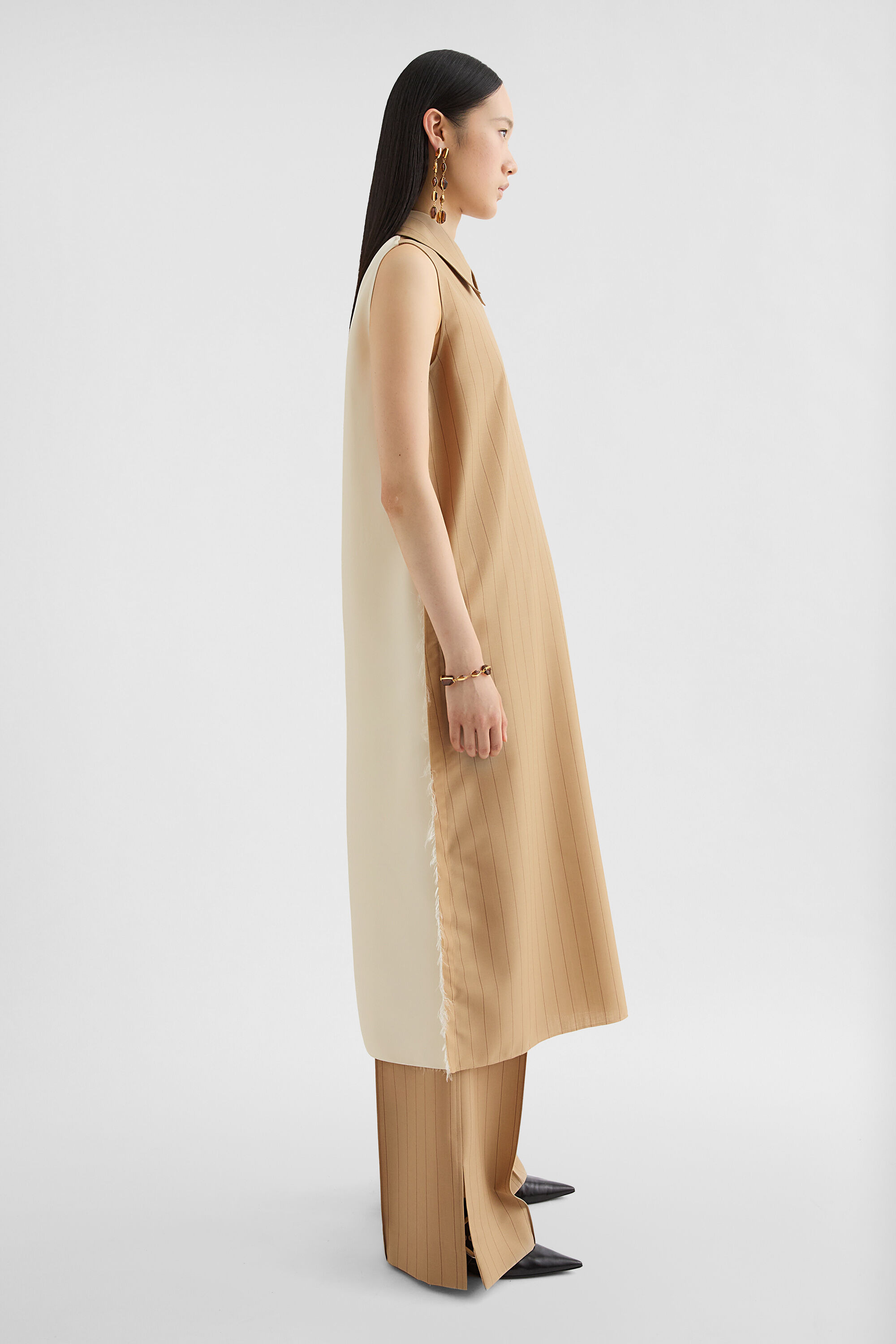 Wool Blend Pinstripe Shirt Dress - 6
