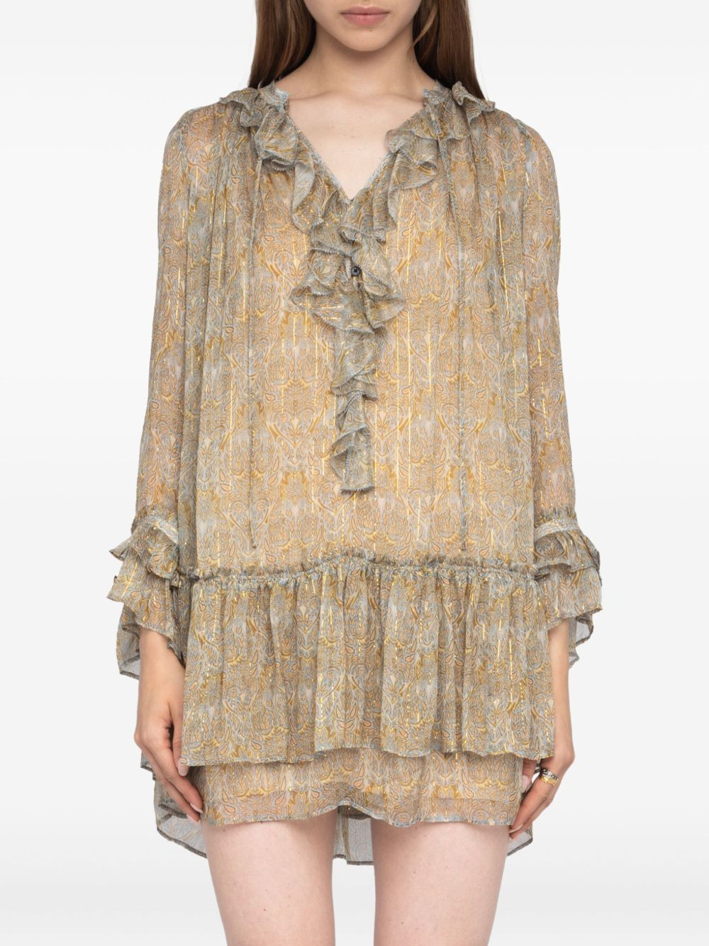Ralice paisley ruffled mini dress - 4