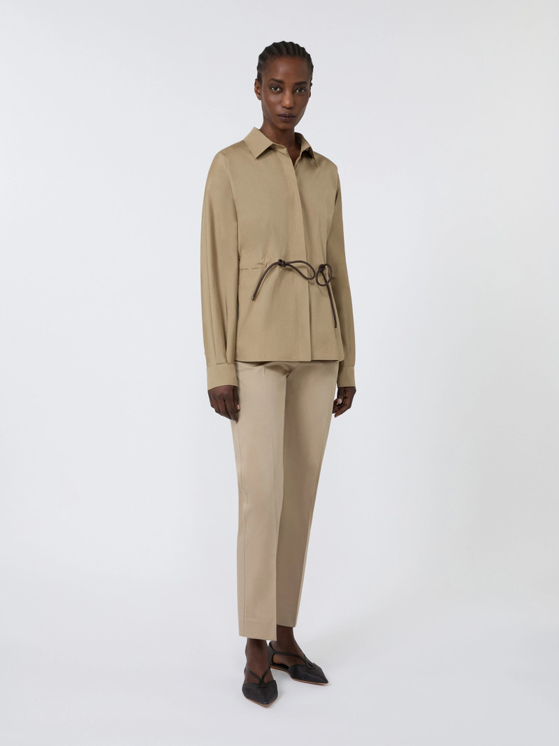 Max Mara OKRA Slim-fit cotton satin trousers - KAKI outlook