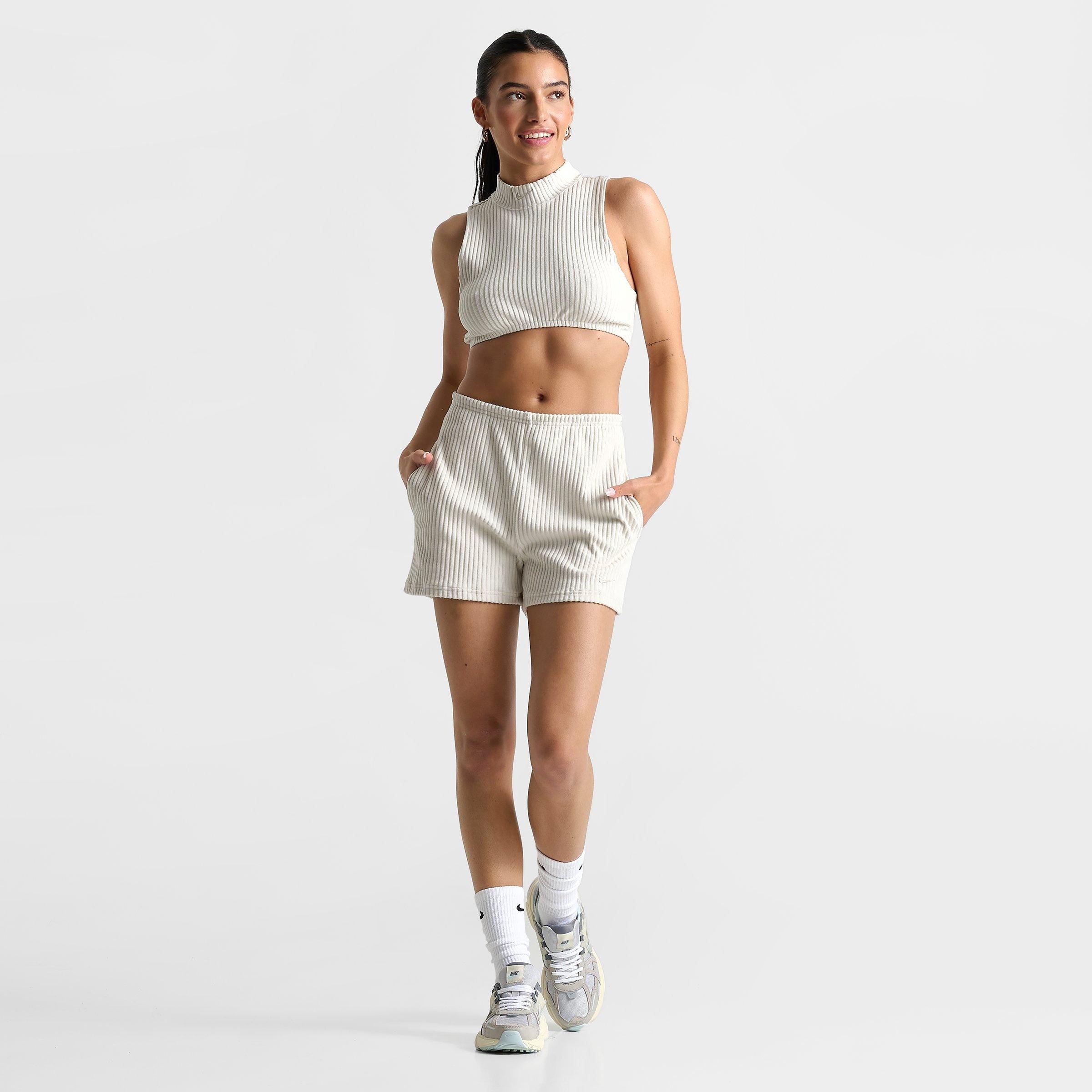 WOMEN'S NIKE SPORTSWEAR CHILL KNIT HIGH-WAISTED 3" RIBBED SHORTS - 2