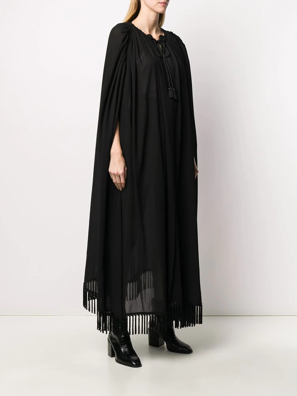 decorative tassels crêpe cape - 3