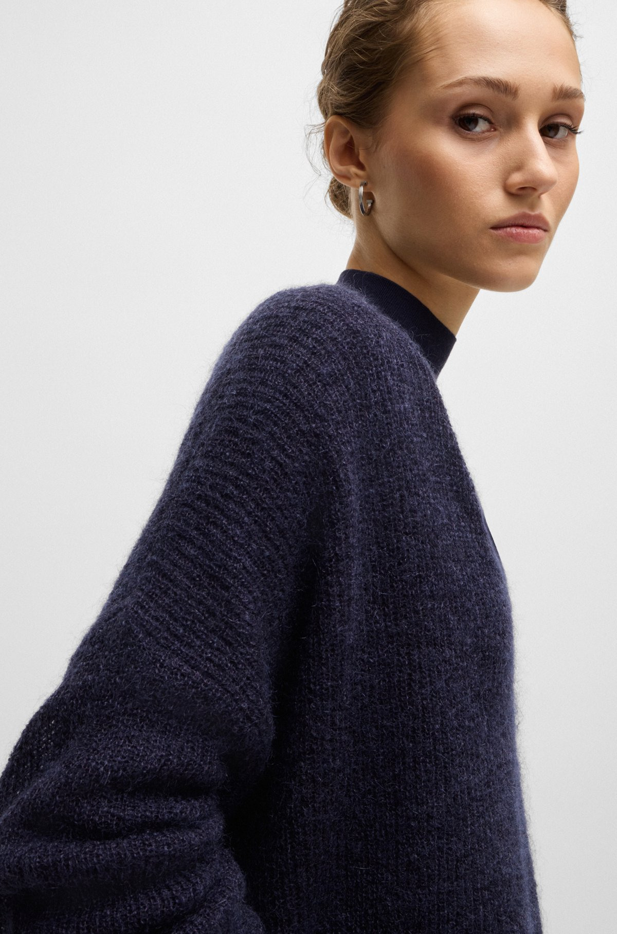 V-NECK SWEATER WITH MELANGE EFFECT - 5