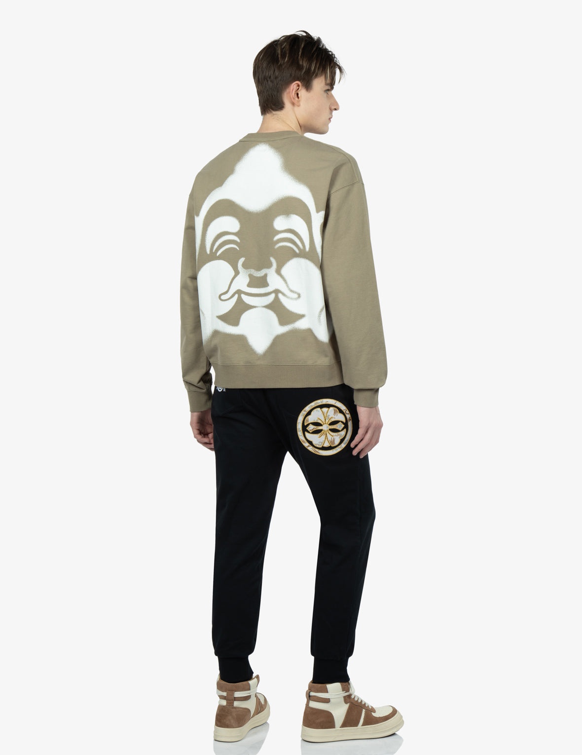 Spray-effect Godhead Print Sweatshirt with Seagull Embroidery - 3
