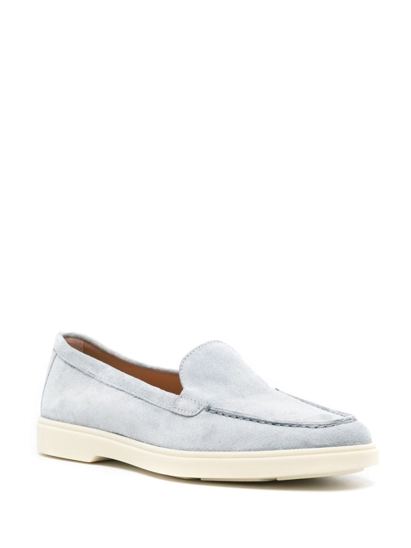 Santoni round-toe suede loafers outlook