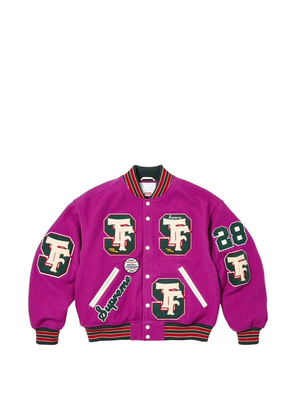 Drill team patch-detail varsity jacket - 1
