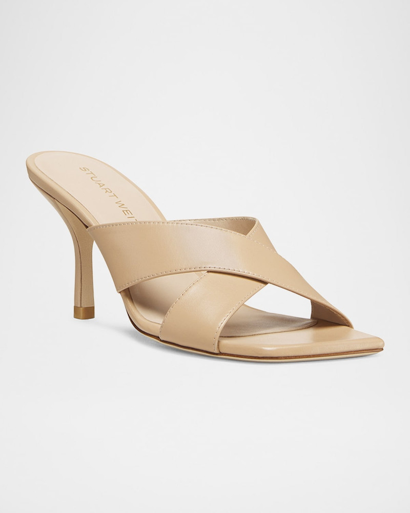 Stuart Weitzman Dayna Leather Crisscross Slide Sandals outlook