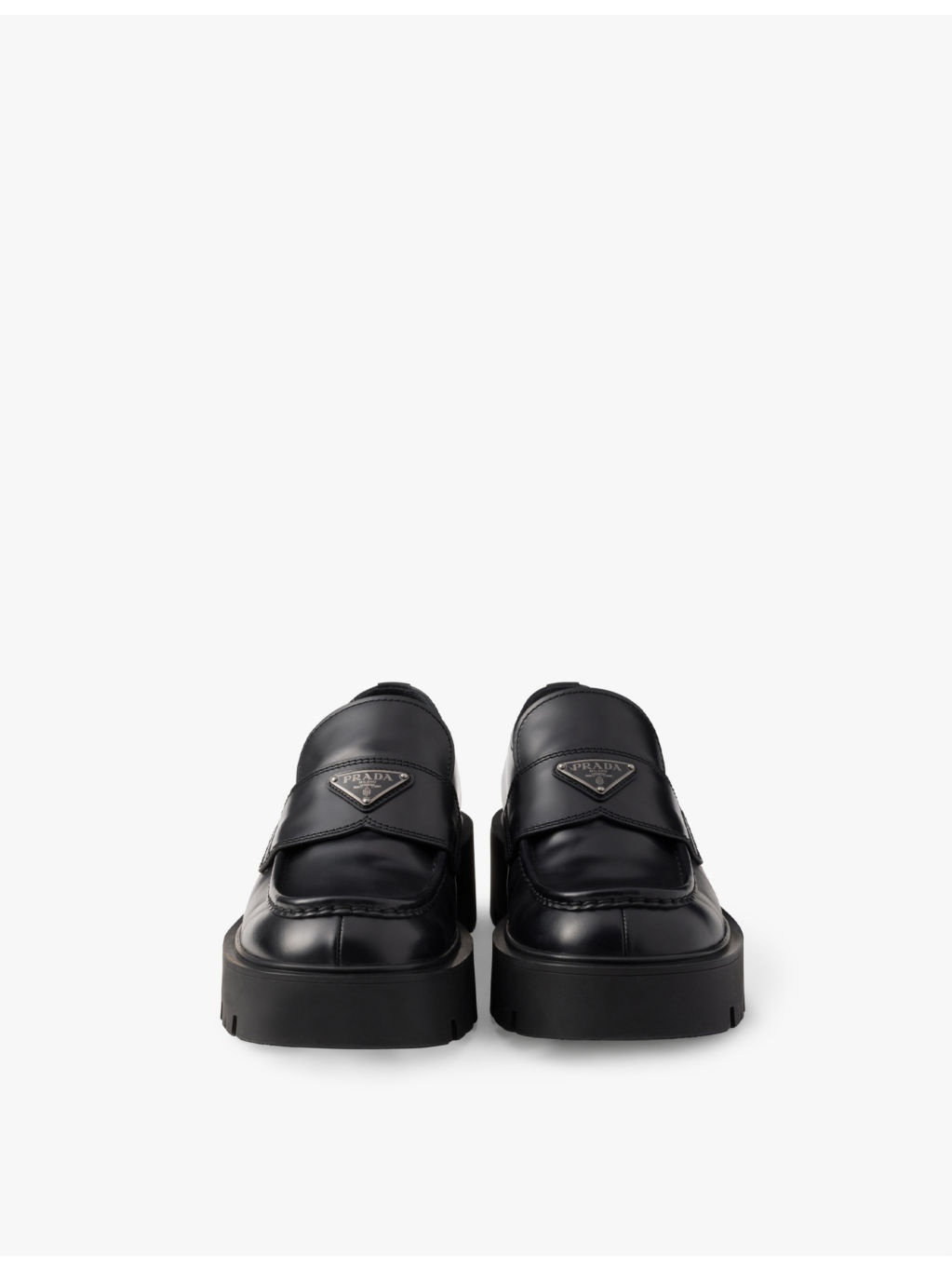 Brand-plaque brushed leather loafers - 5