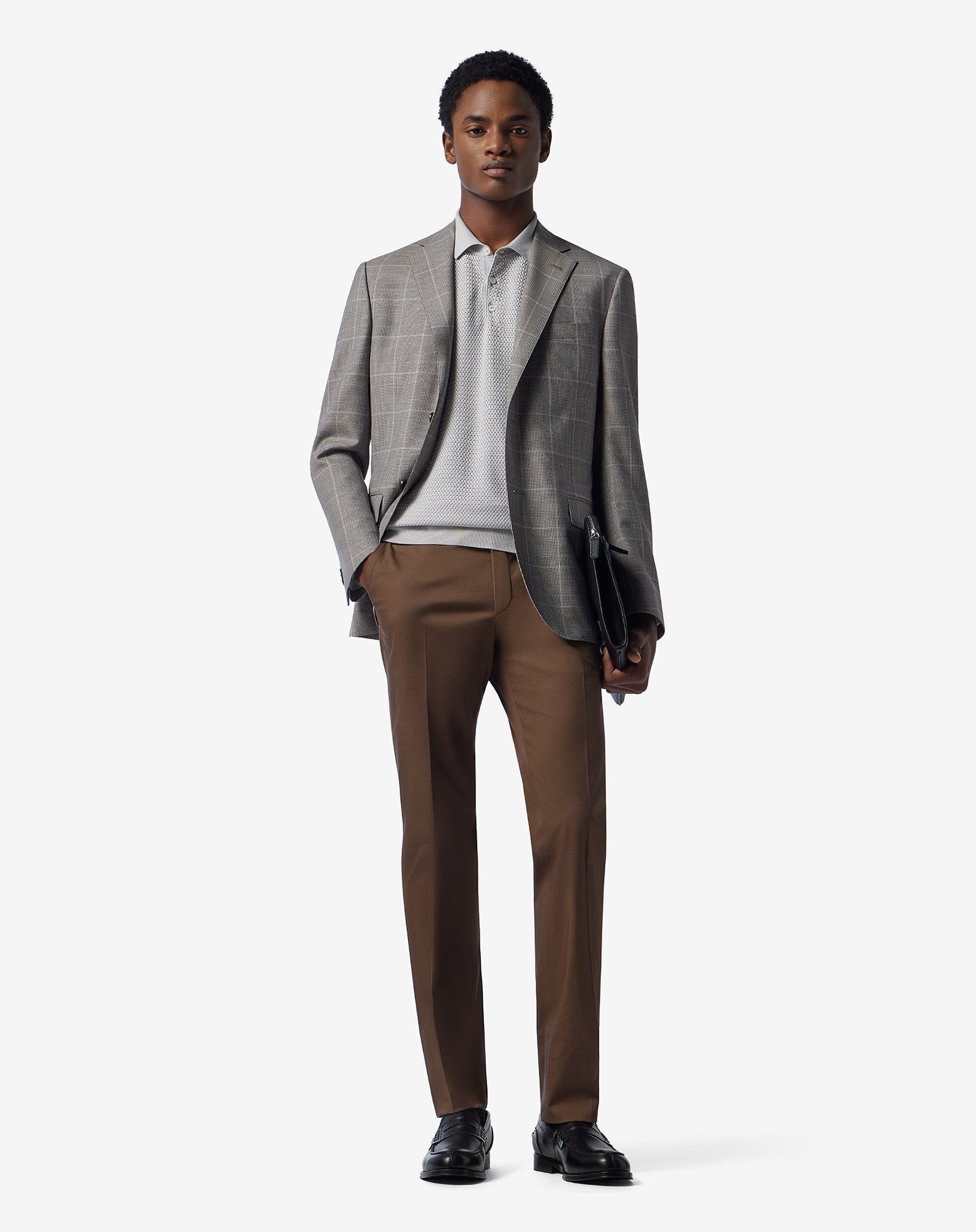 Brown stretch cotton gabardine trousers - 2
