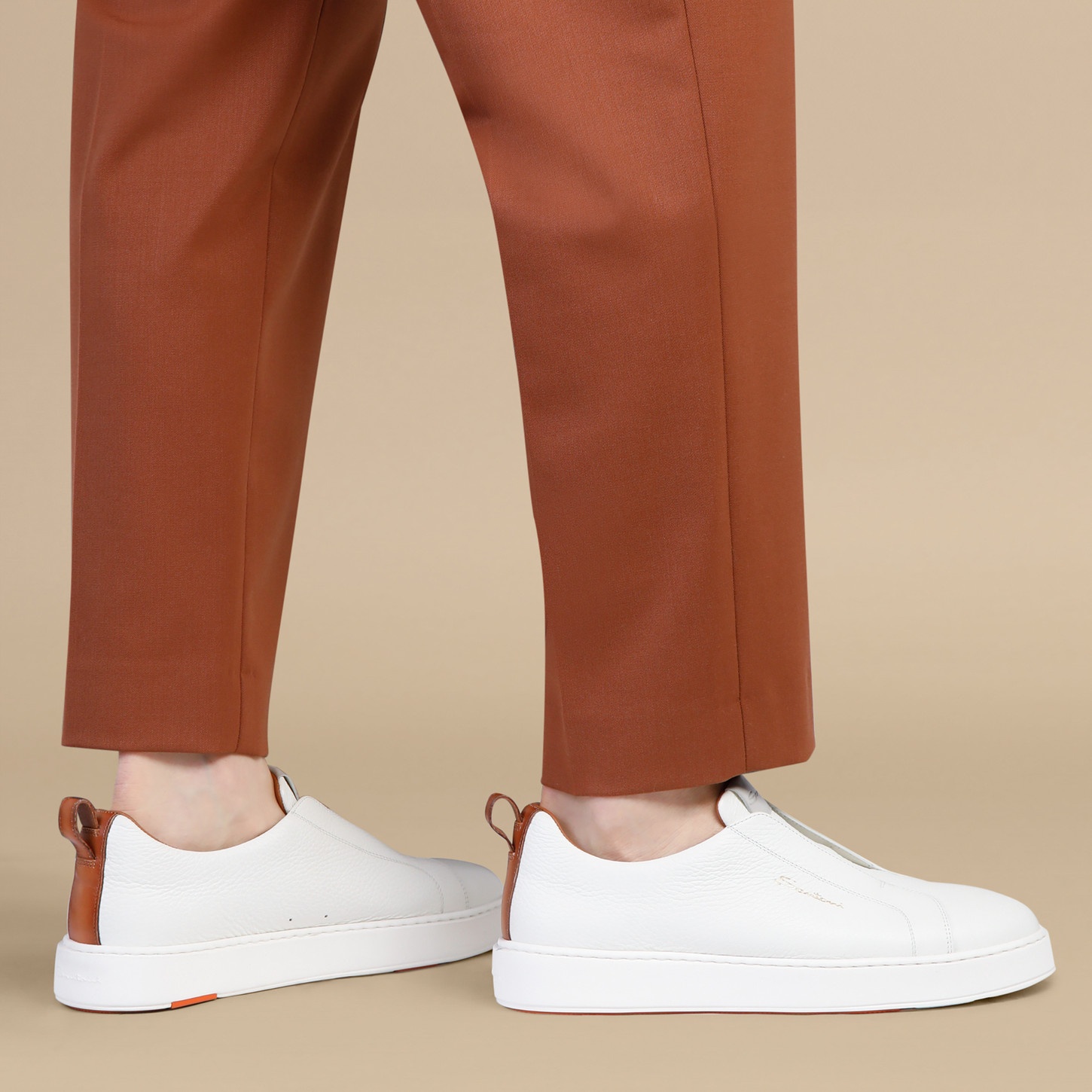 Men's white tumbled leather slip-on sneaker - 2