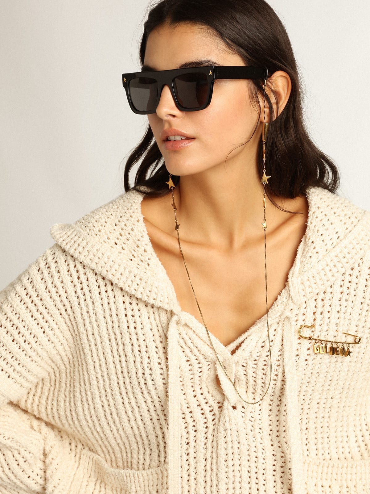 Hooded top in papyrus-colored cotton - 2