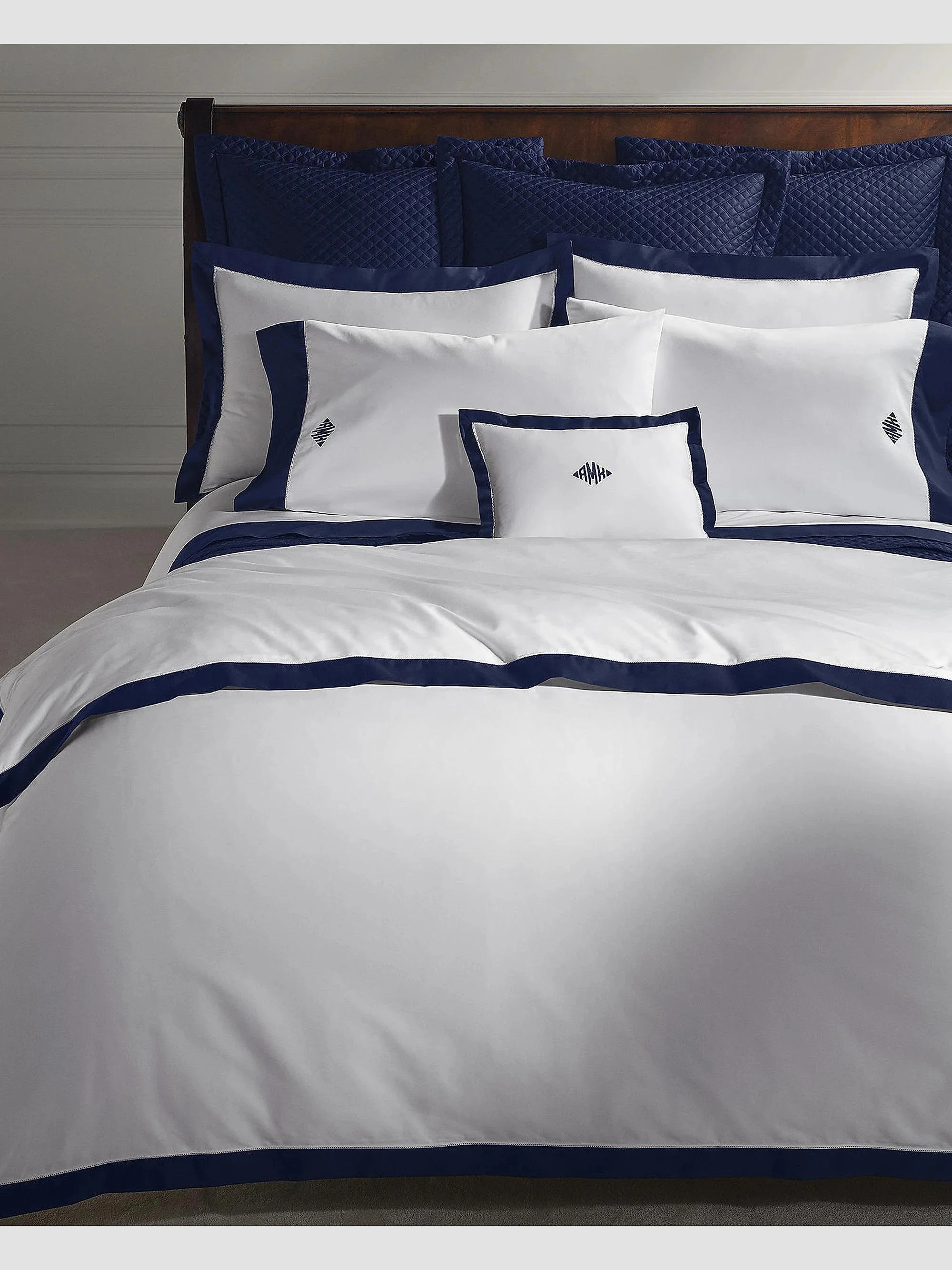 Organic Sateen Border 624-Thread Count Duvet Cover & Sham Collection - Polo Navy - 1
