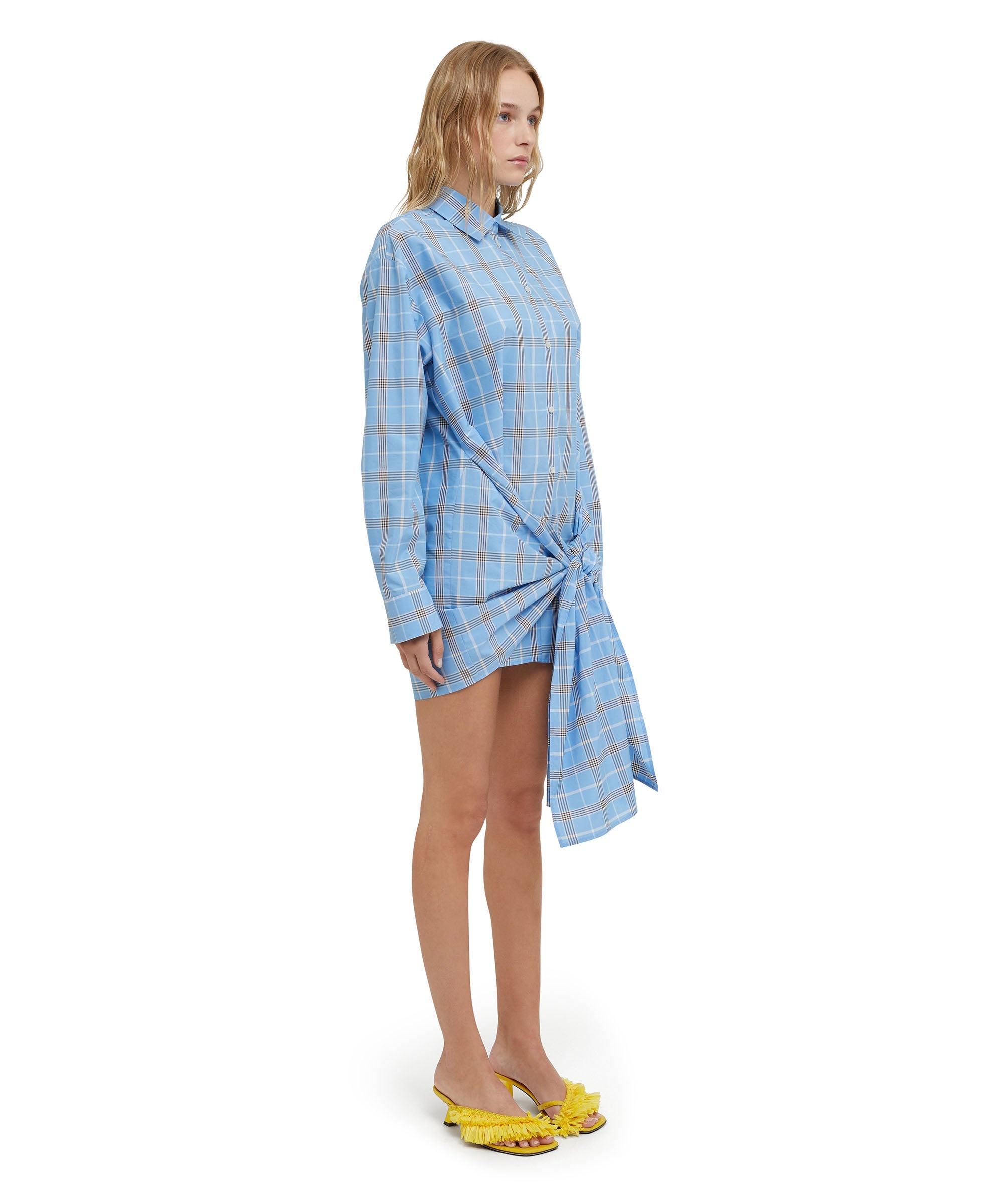 Poplin check dress with knot - 4