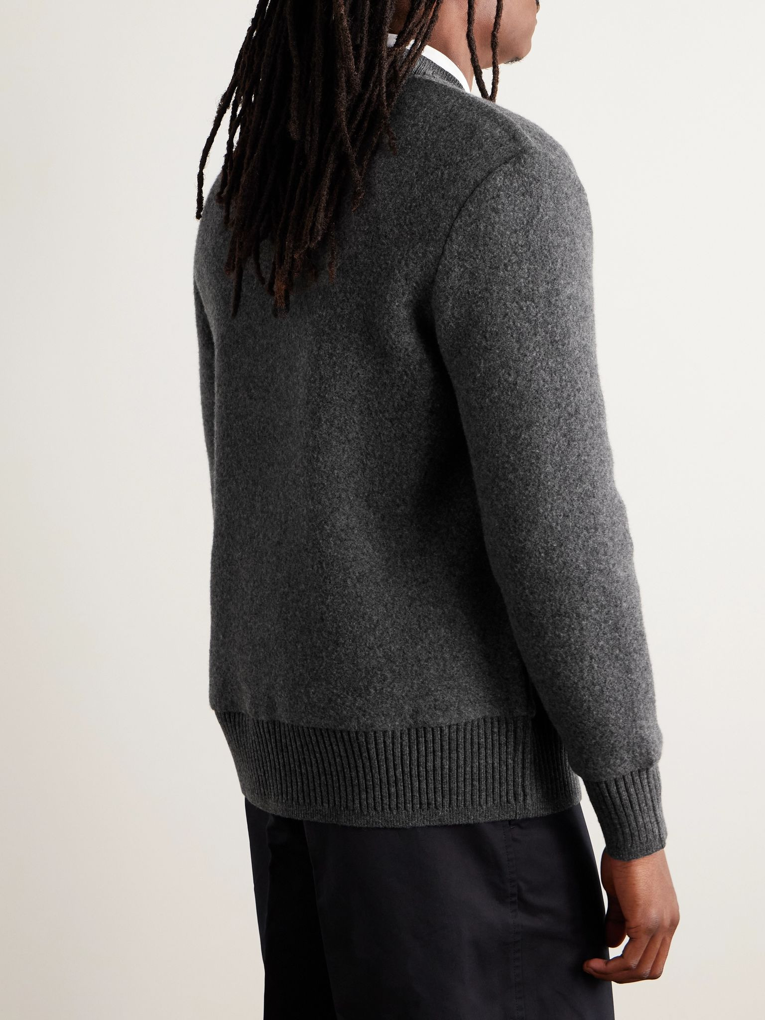 Brushed-Wool Cardigan Gray - 3