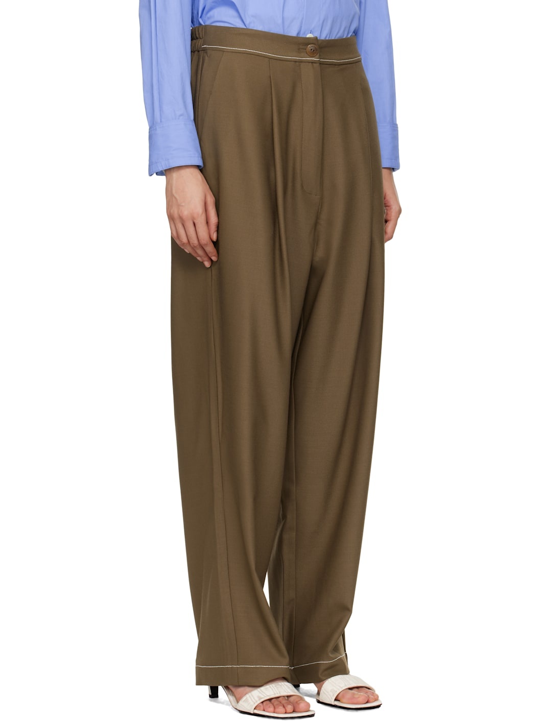 Brown Tailoring Stitch Trousers - 2