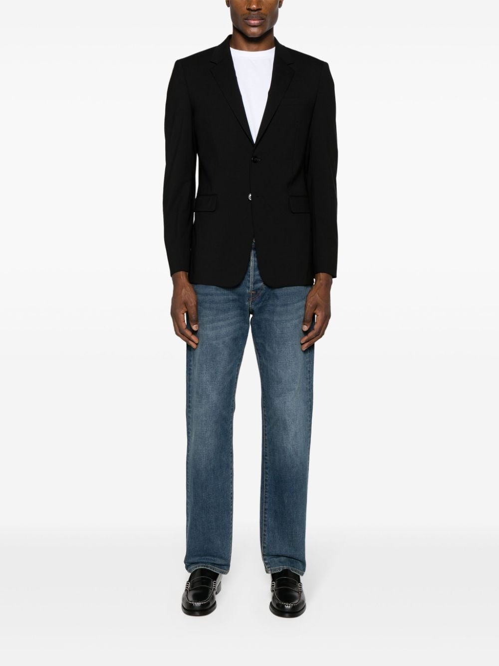single-breasted virgin wool-blend blazer - 2