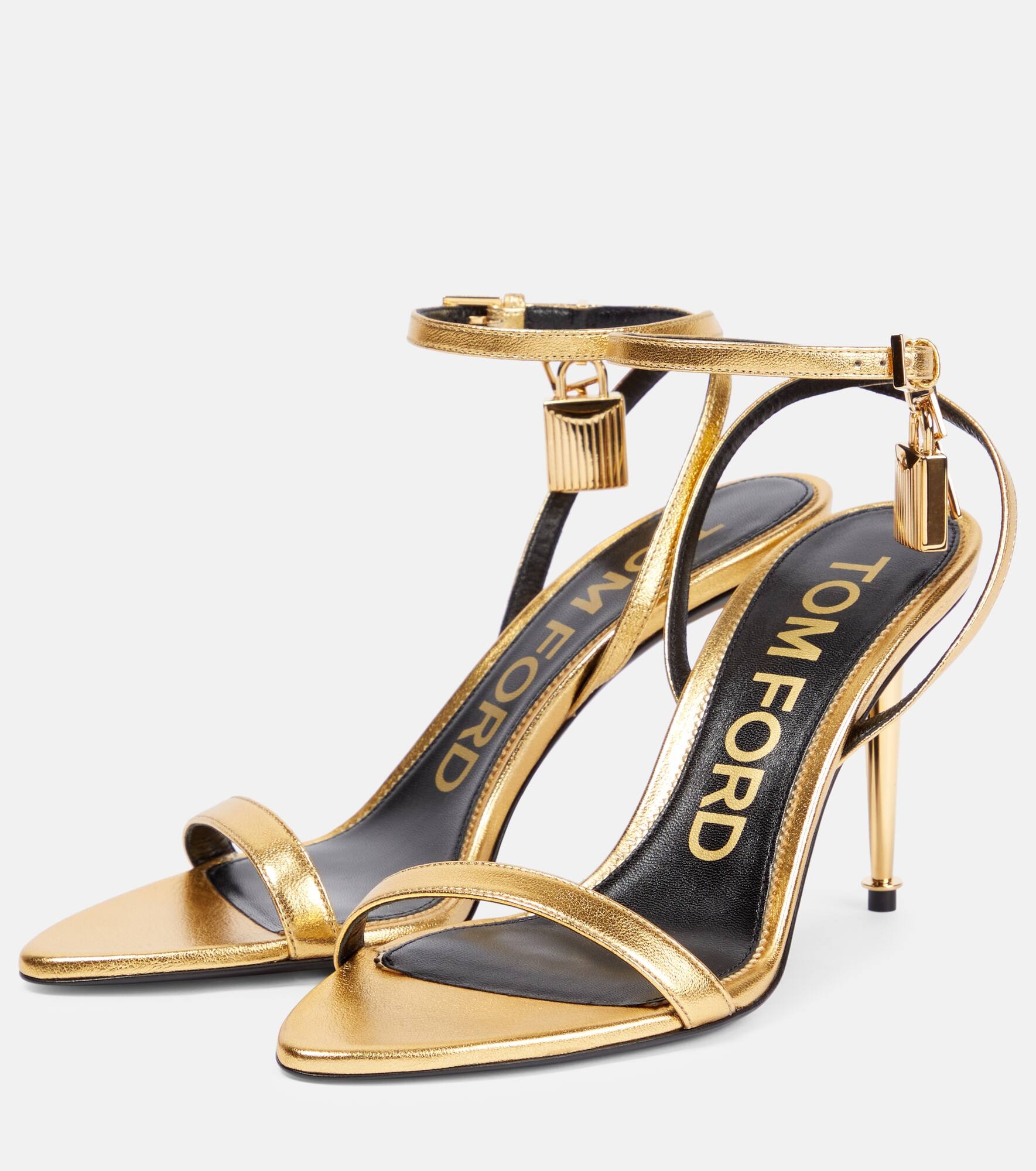 Padlock metallic leather sandals - 5
