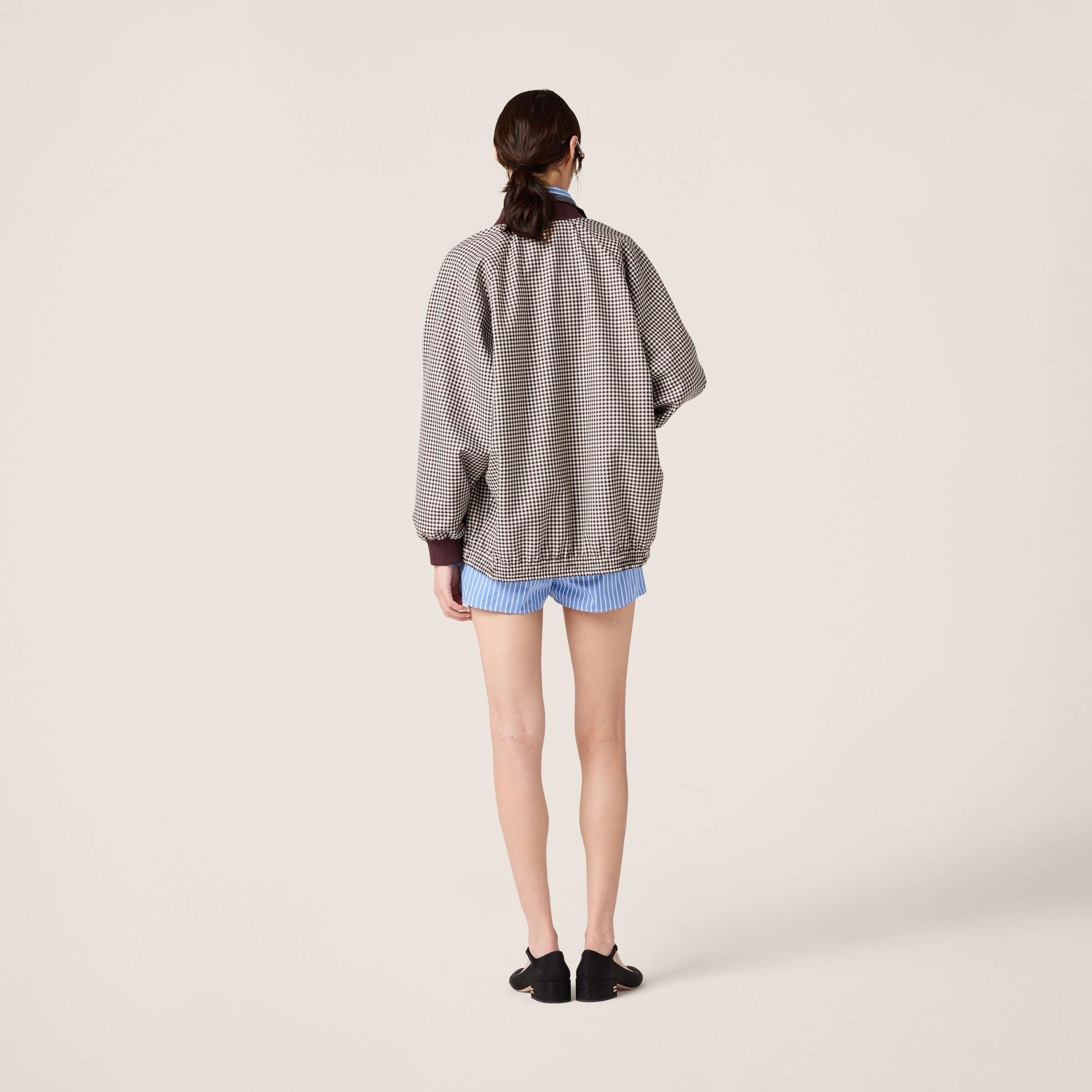 Gingham check blouson jacket - 3
