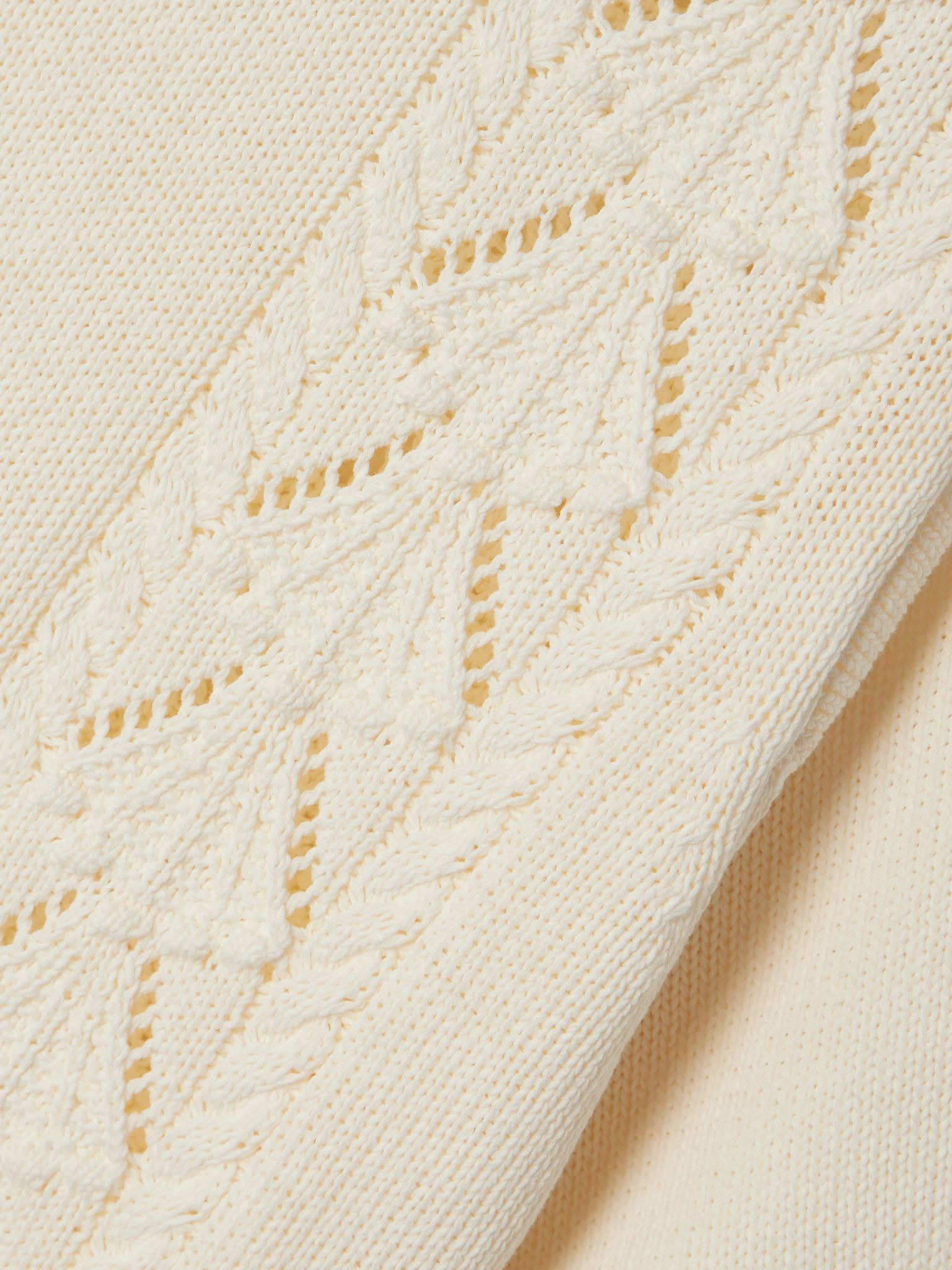 Arman cable and pointelle-knit cotton mini dress Ivory - 4